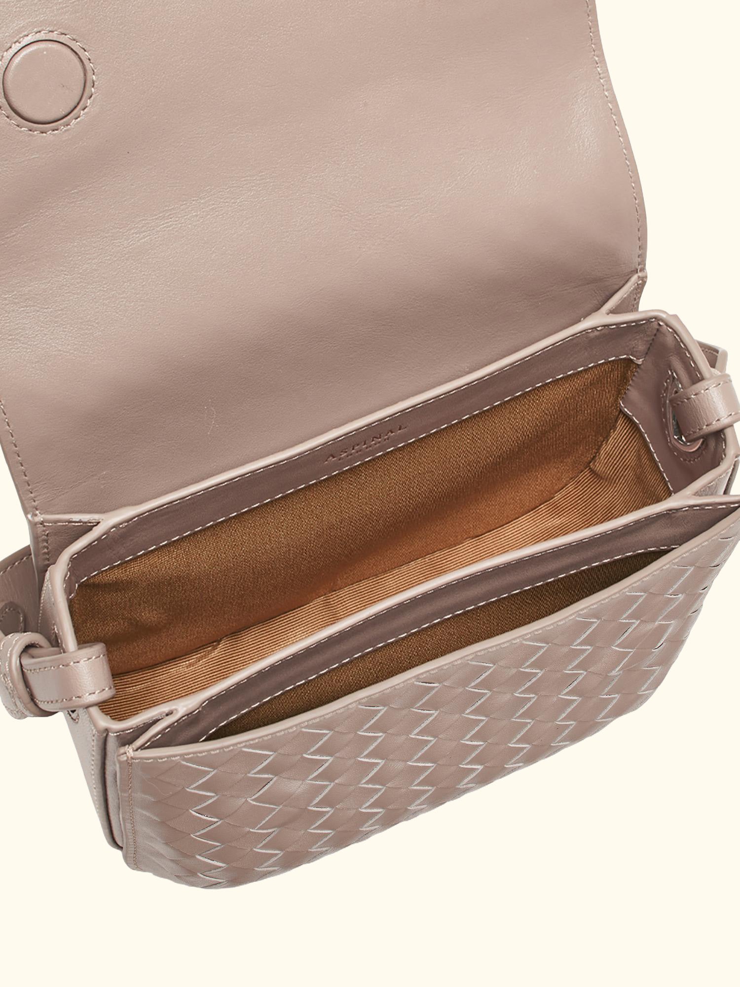 Ella Leather Slot Weave Cross Body Bag, Moleskin