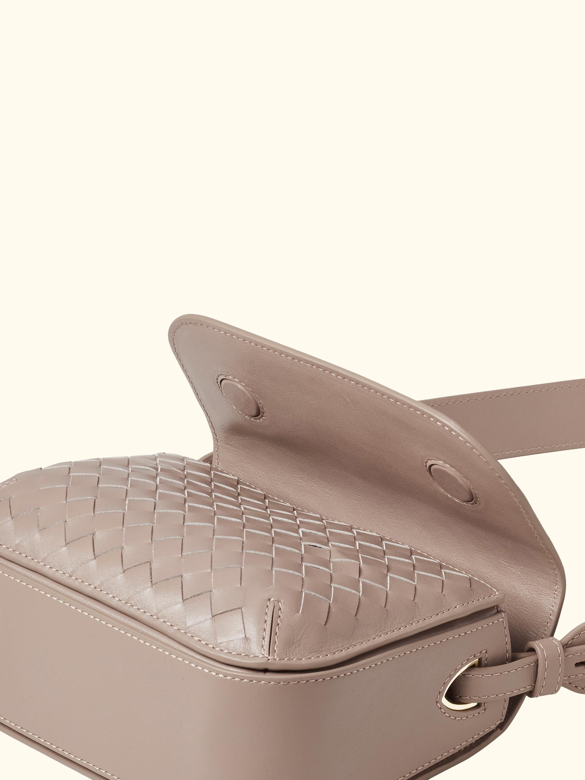 Ella Leather Slot Weave Cross Body Bag, Moleskin