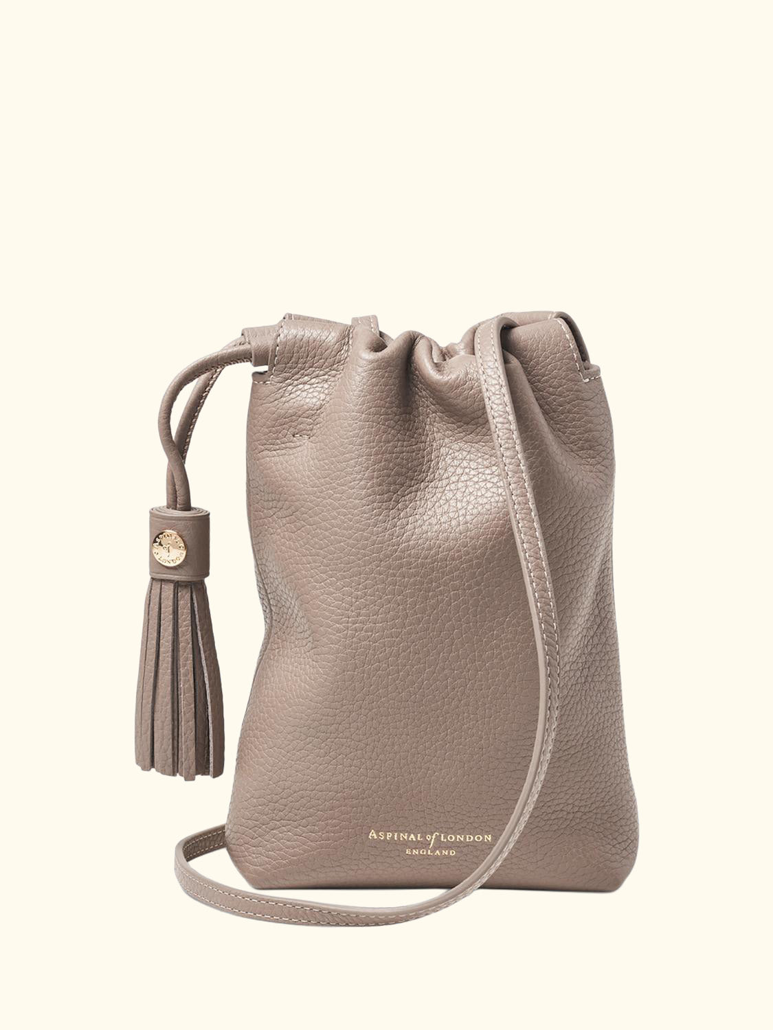 Hudson Small Grain Milled Pebble Leather Drawstring Crossbody Bag