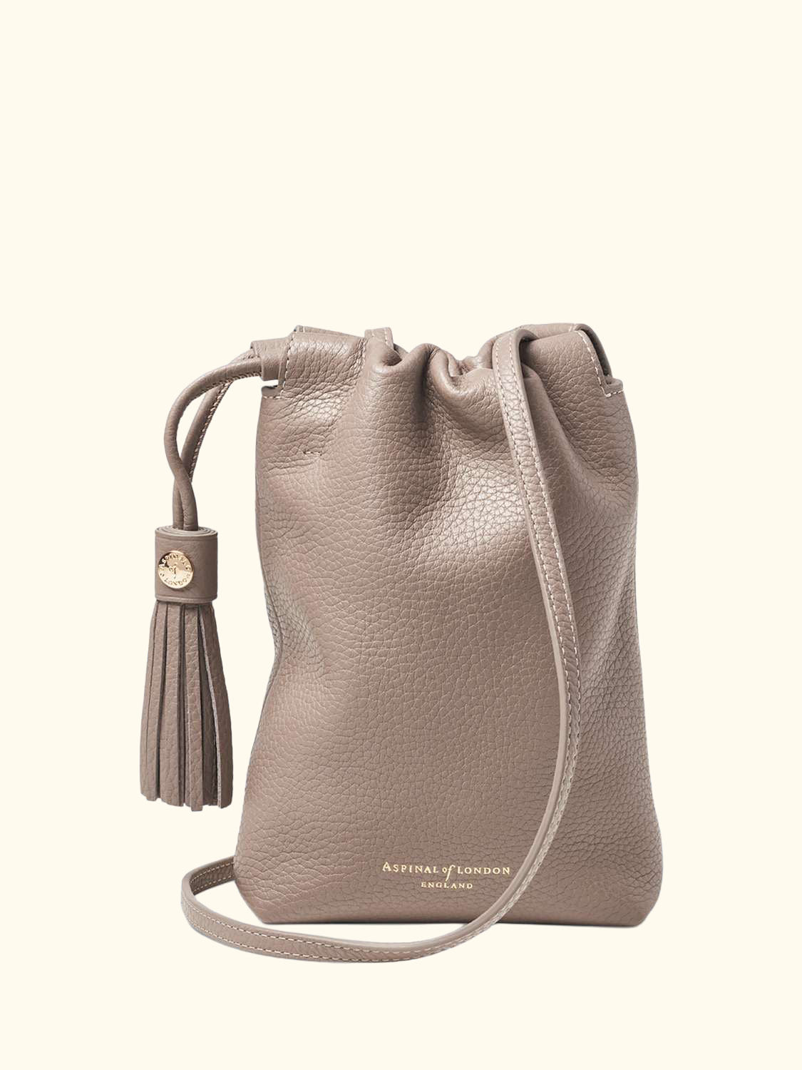 Hudson Small Grain Milled Pebble Leather Drawstring Crossbody Bag