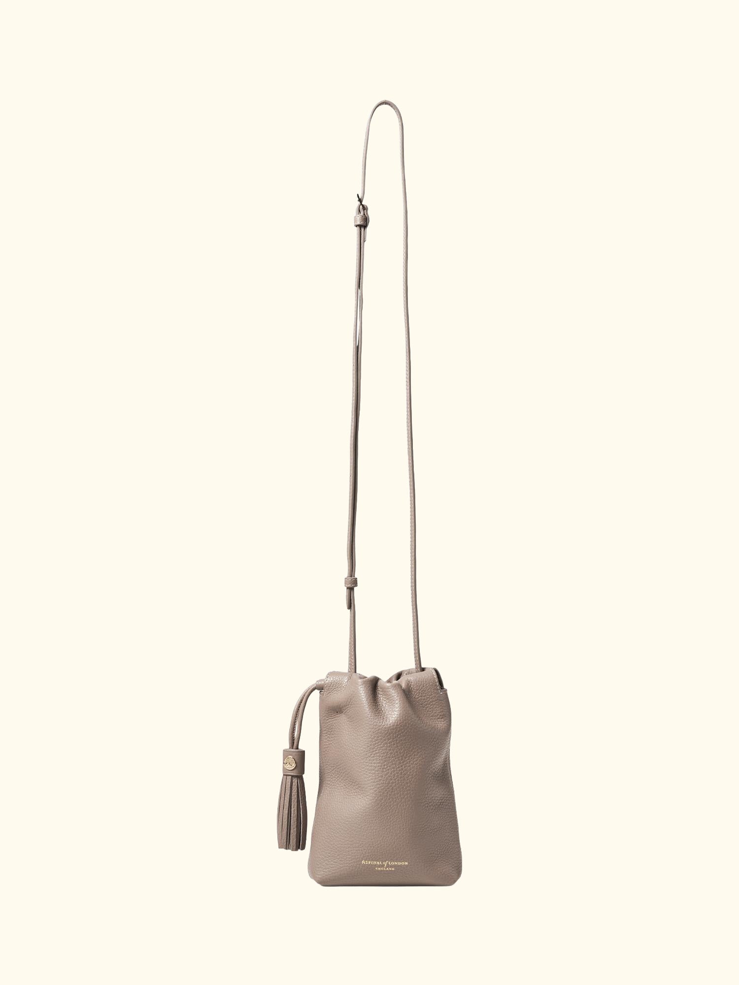 Hudson Small Grain Milled Pebble Leather Drawstring Crossbody Bag