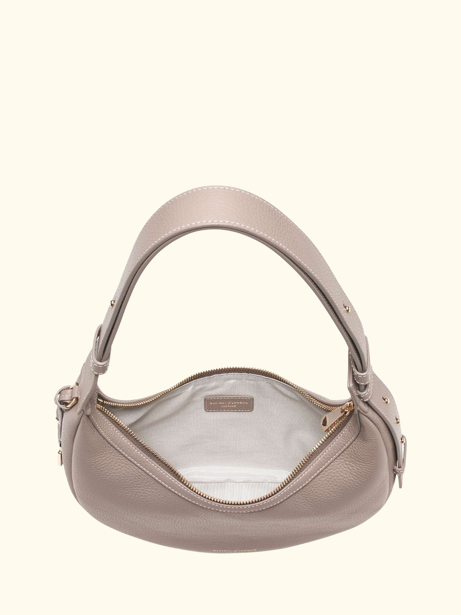 Hudson Pebble Leather Crescent Shoulder Bag, Moleskin