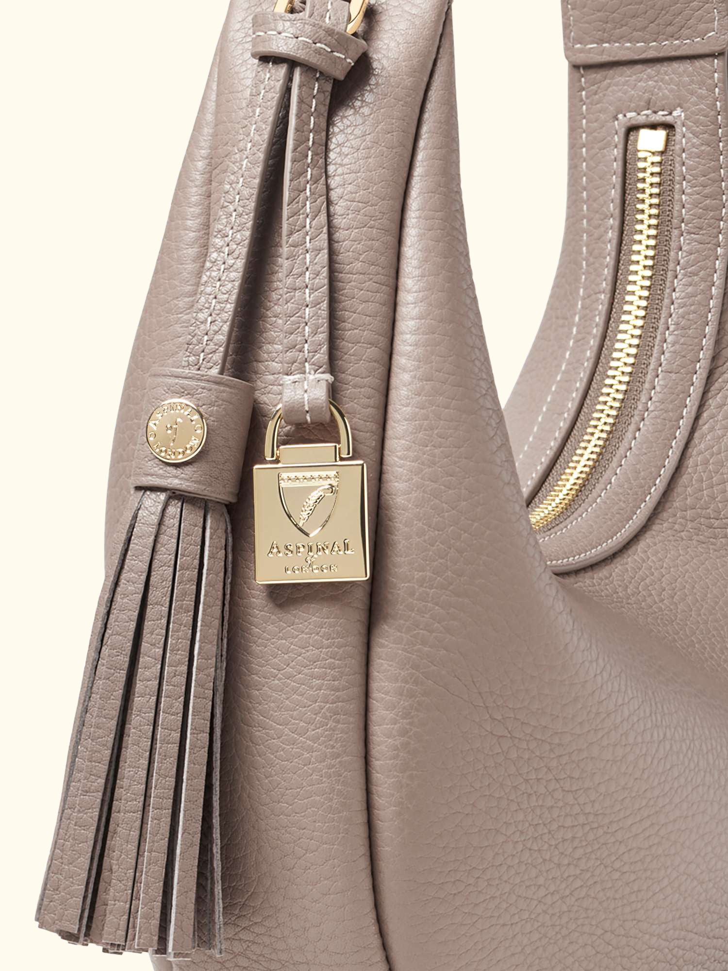 Hudson Pebble Leather Crescent Shoulder Bag, Moleskin