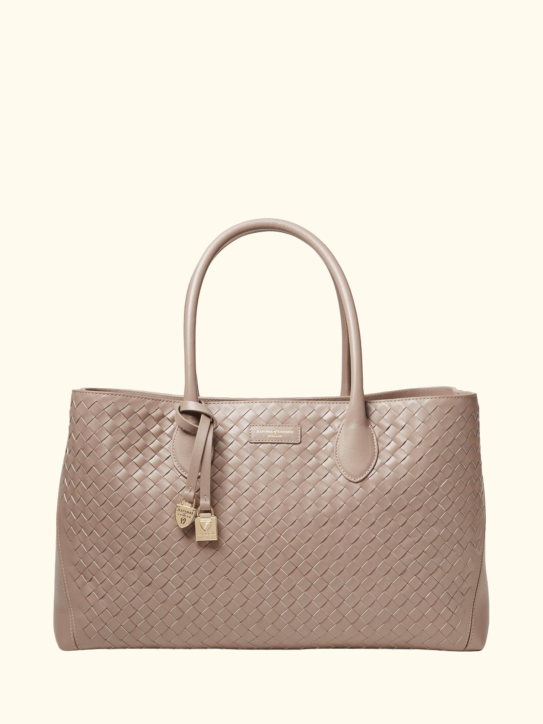 London Woven Leather Tote Bag, Moleskin