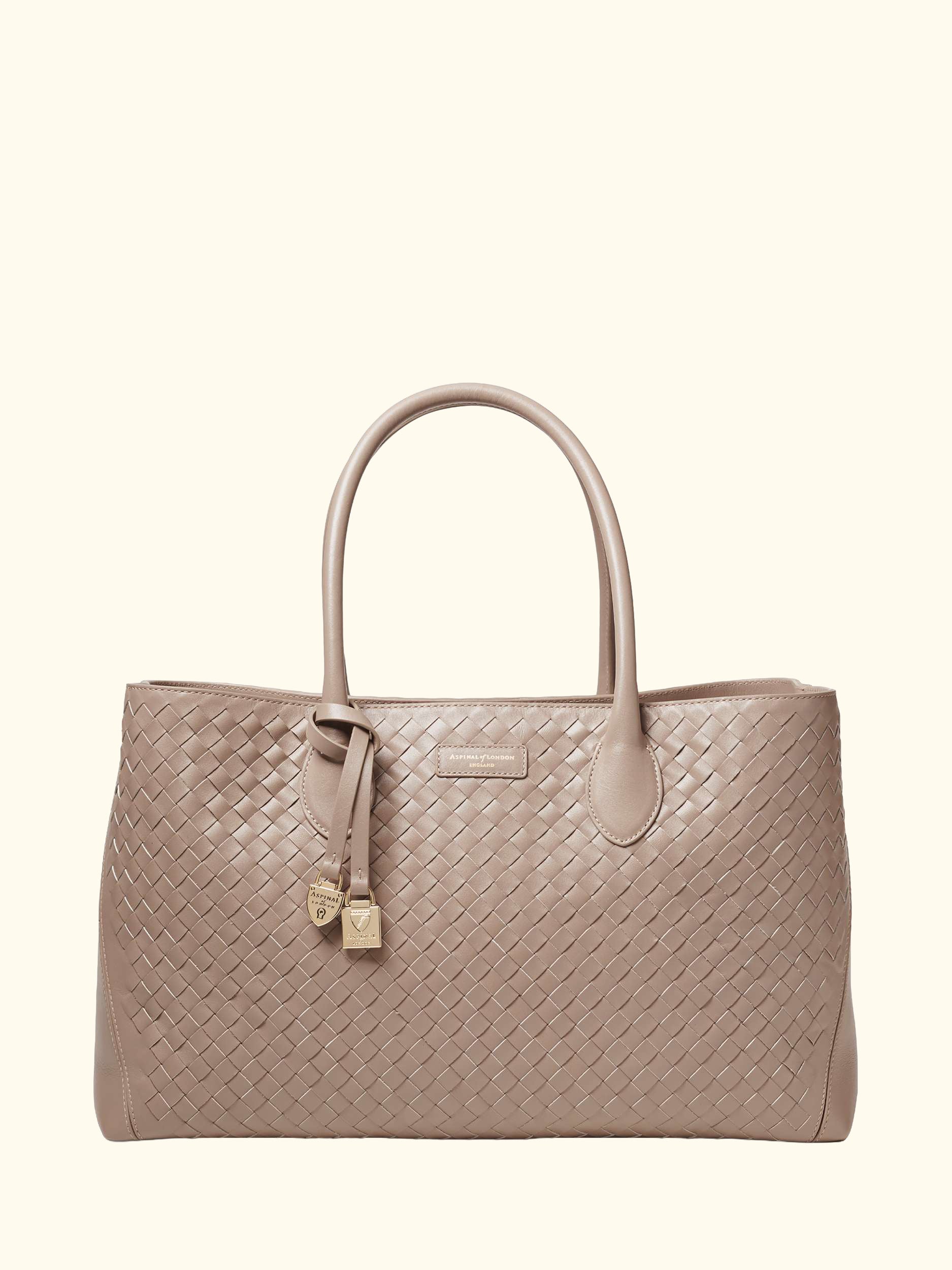 London Woven Leather Tote Bag, Moleskin