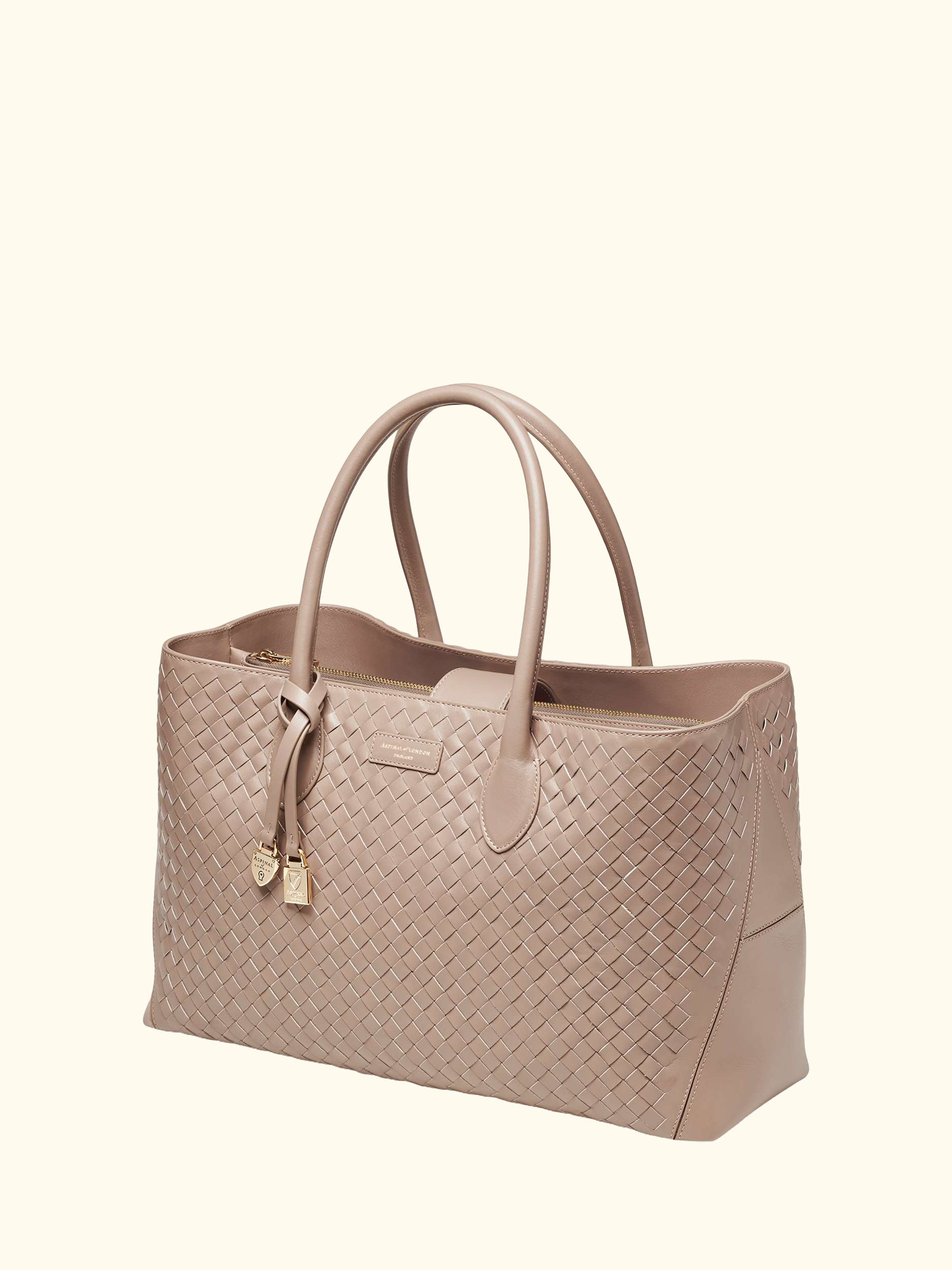 London Woven Leather Tote Bag, Moleskin