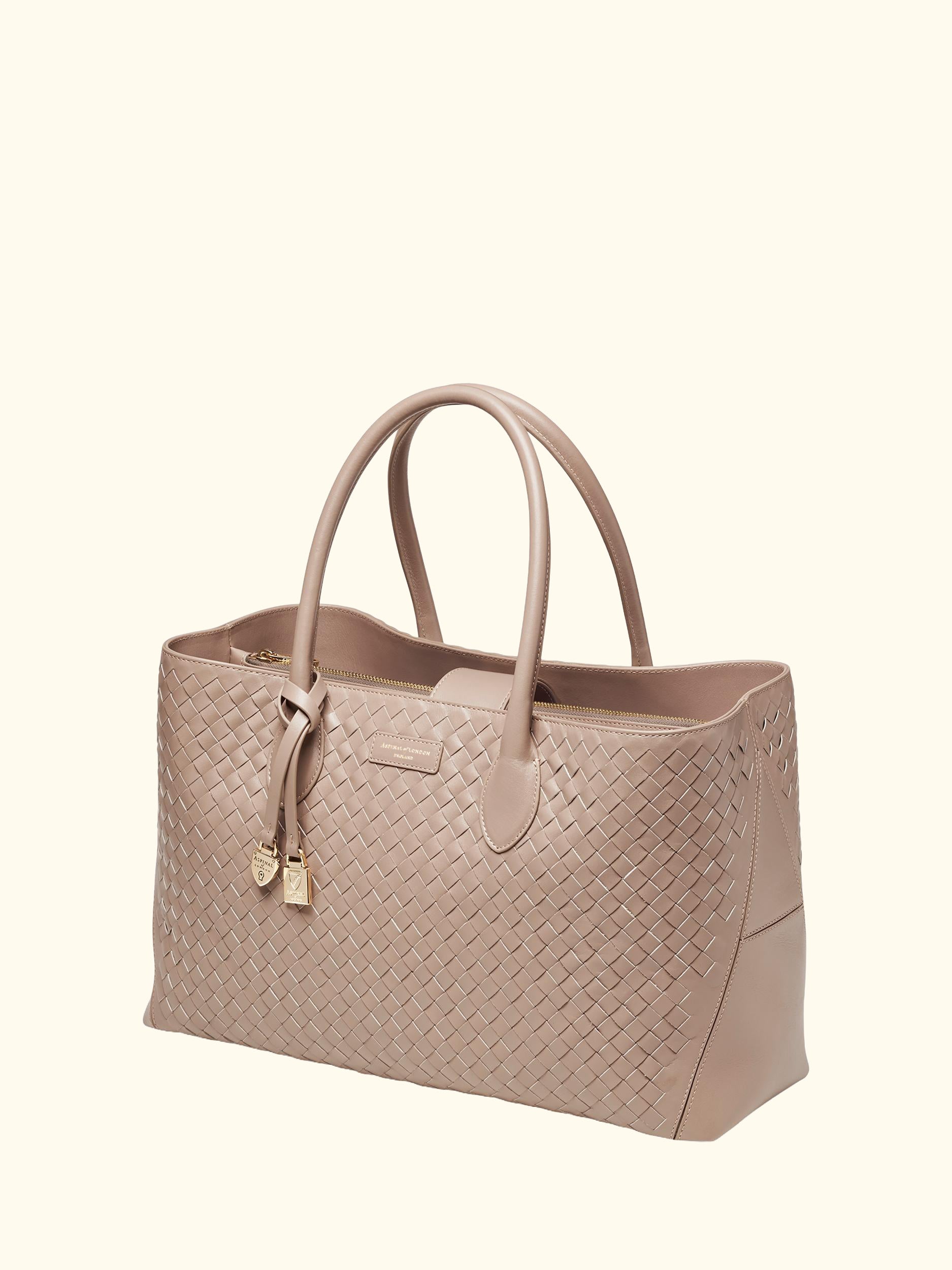 London Woven Leather Tote Bag, Moleskin