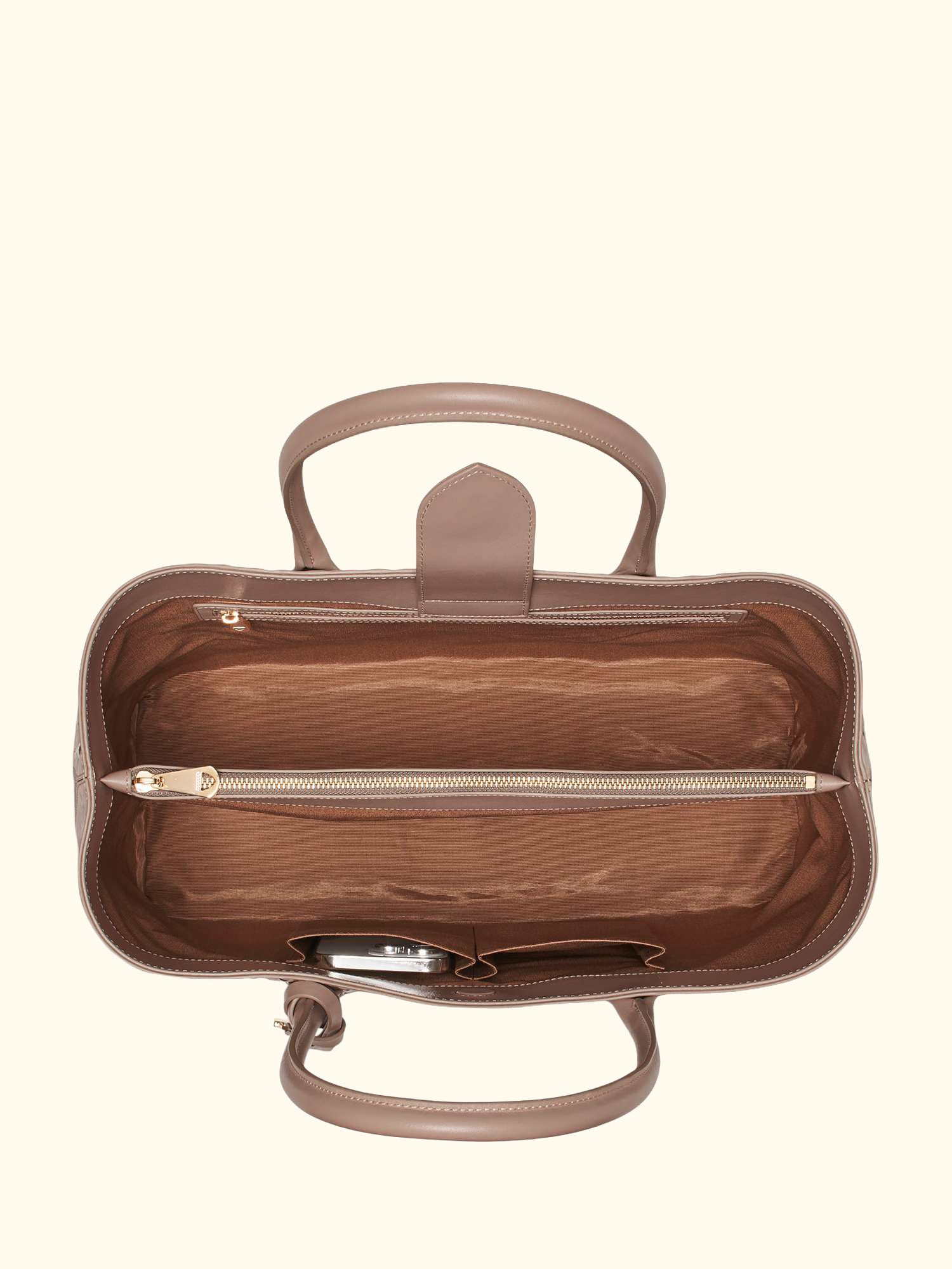 London Woven Leather Tote Bag, Moleskin