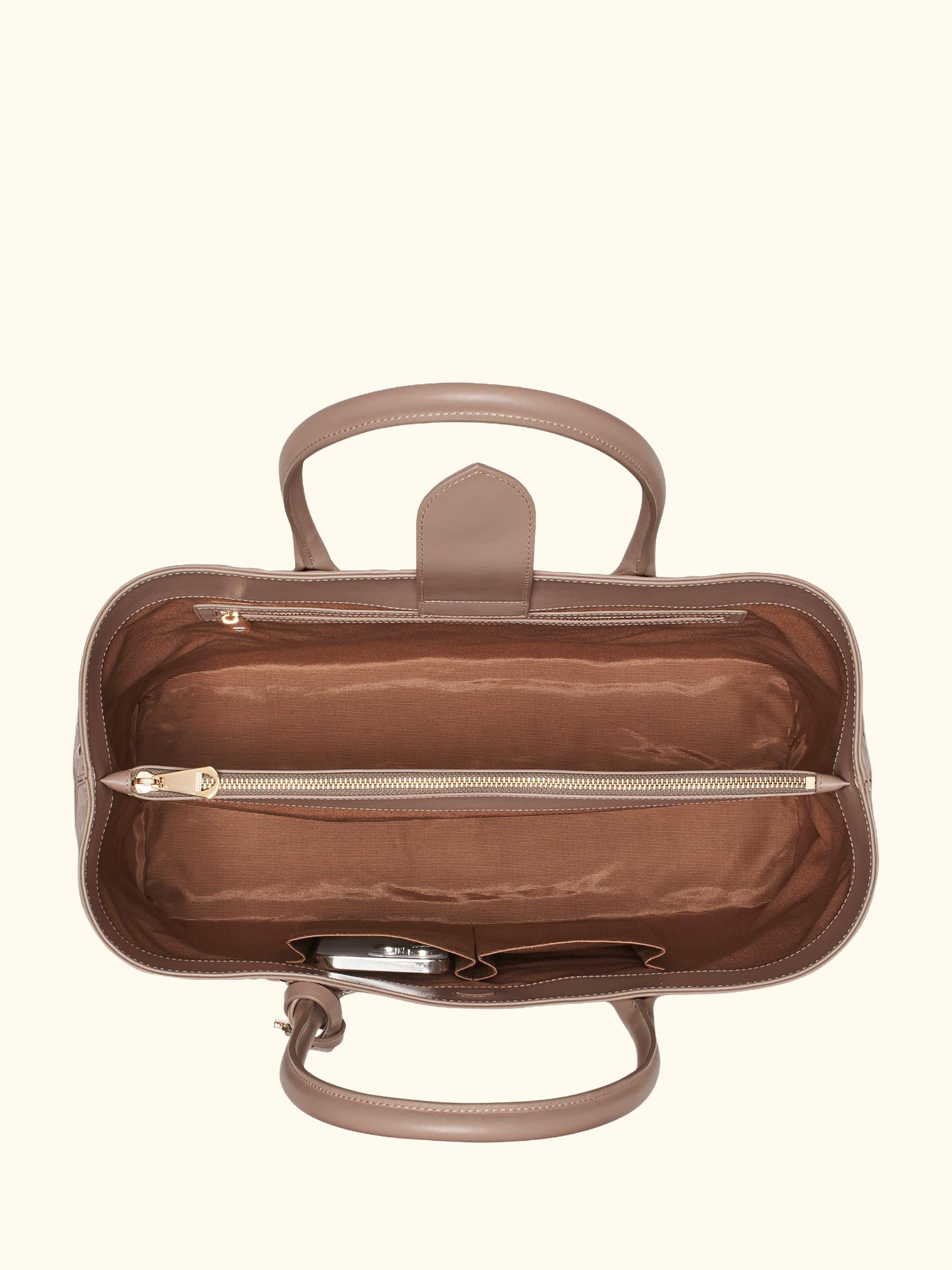 London Woven Leather Tote Bag, Moleskin