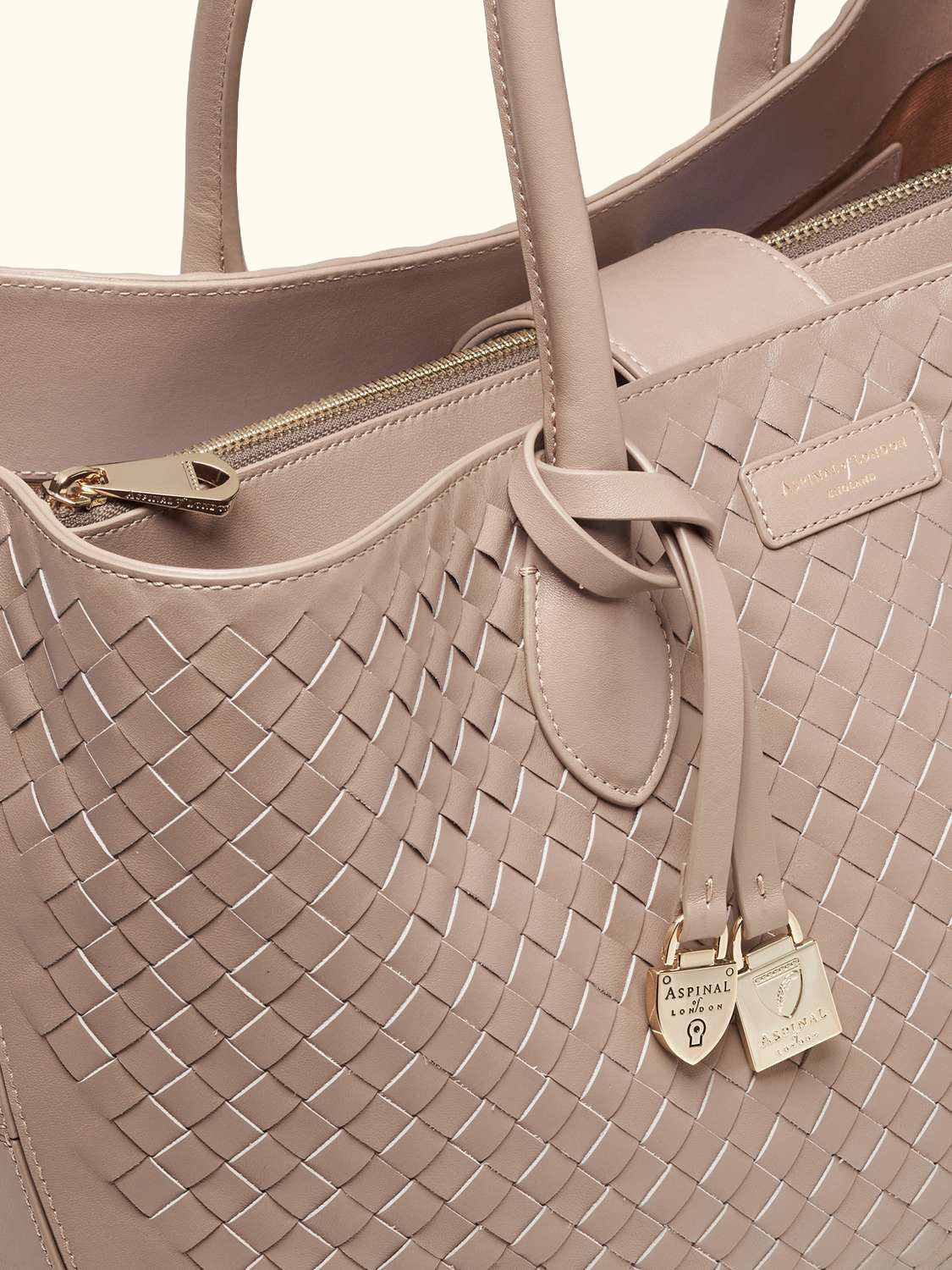 London Woven Leather Tote Bag, Moleskin