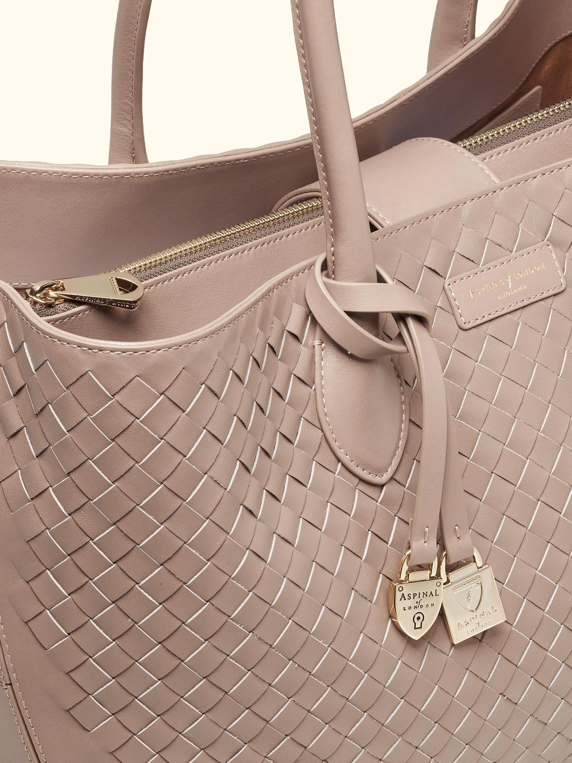 London Woven Leather Tote Bag, Moleskin