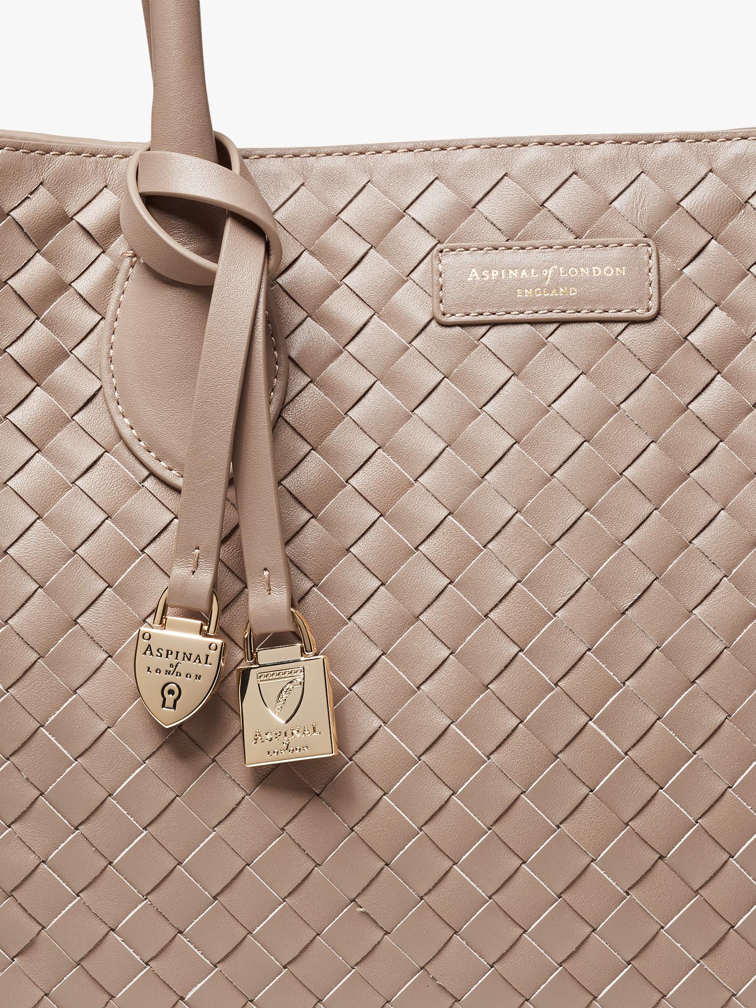 London Woven Leather Tote Bag, Moleskin