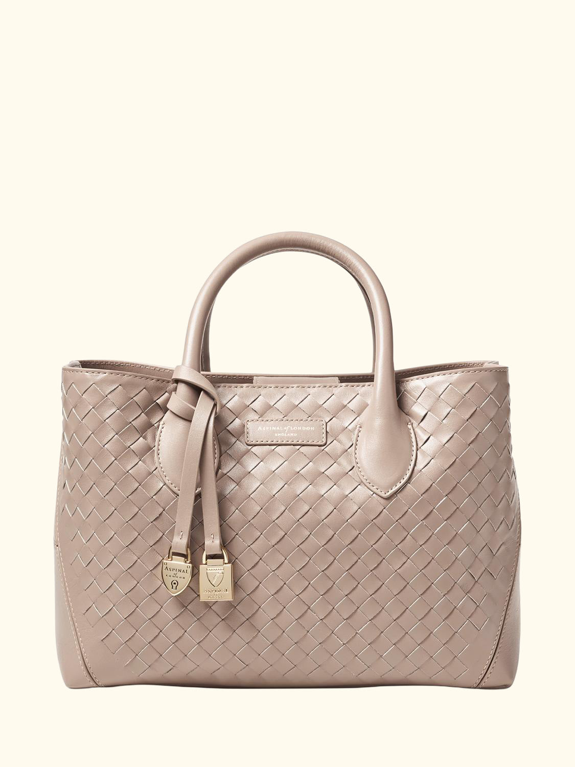 Midi London Woven Leather Tote Bag, Moleskin