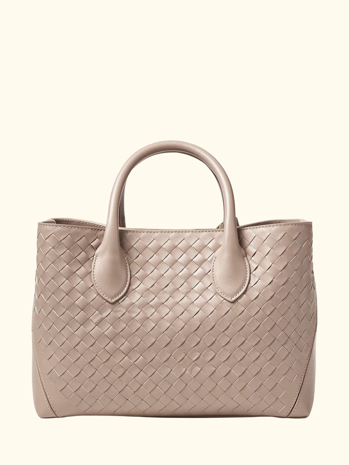 Midi London Woven Leather Tote Bag, Moleskin