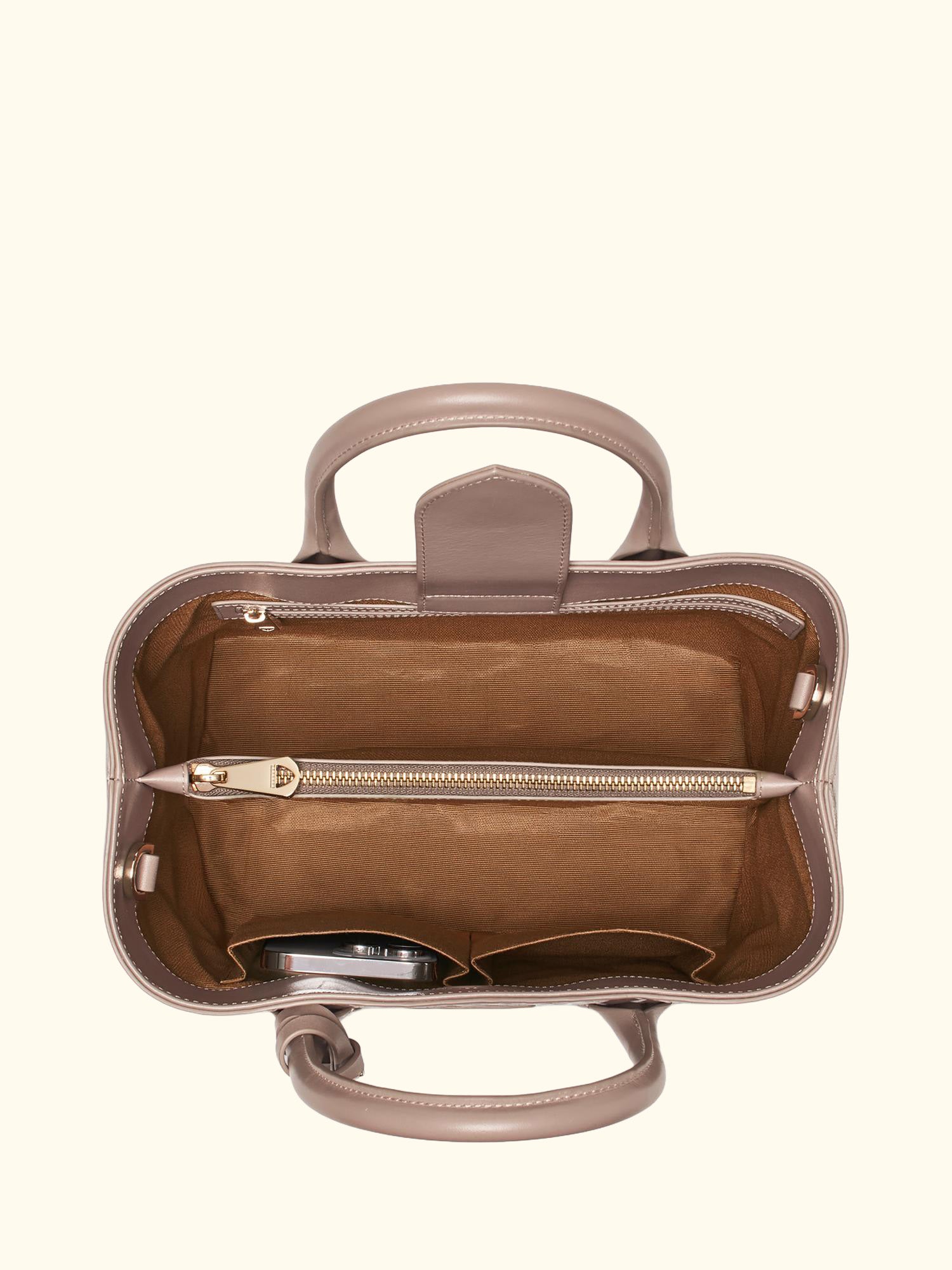 Midi London Woven Leather Tote Bag, Moleskin