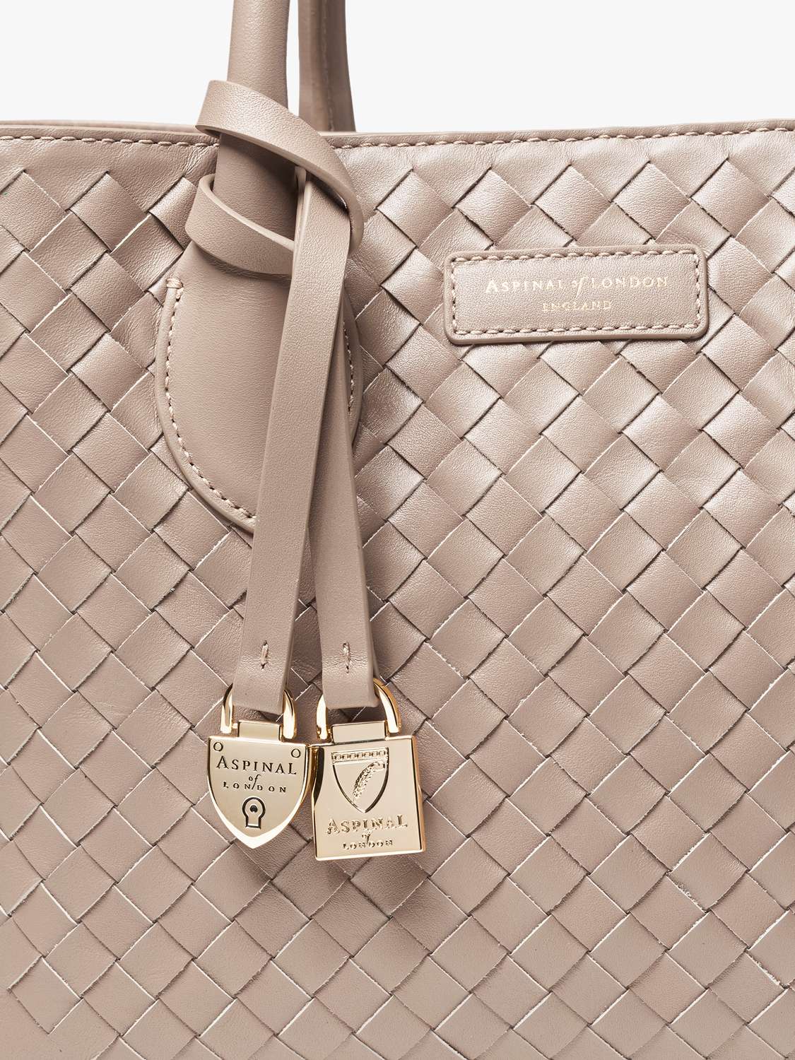 Midi London Woven Leather Tote Bag, Moleskin