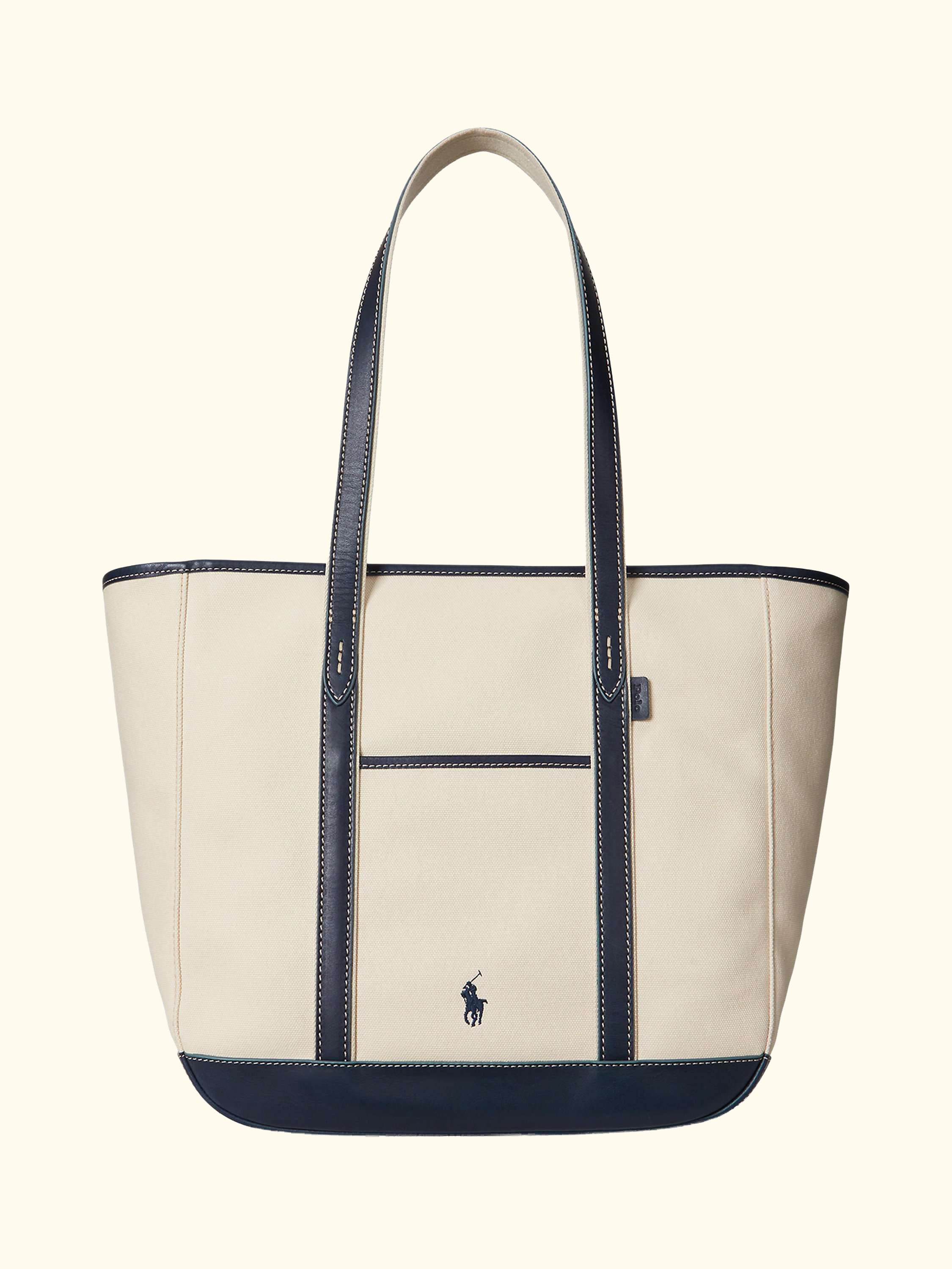 Polo Ralph Lauren Canvas Medium Tote Bag, Ecru/Navy