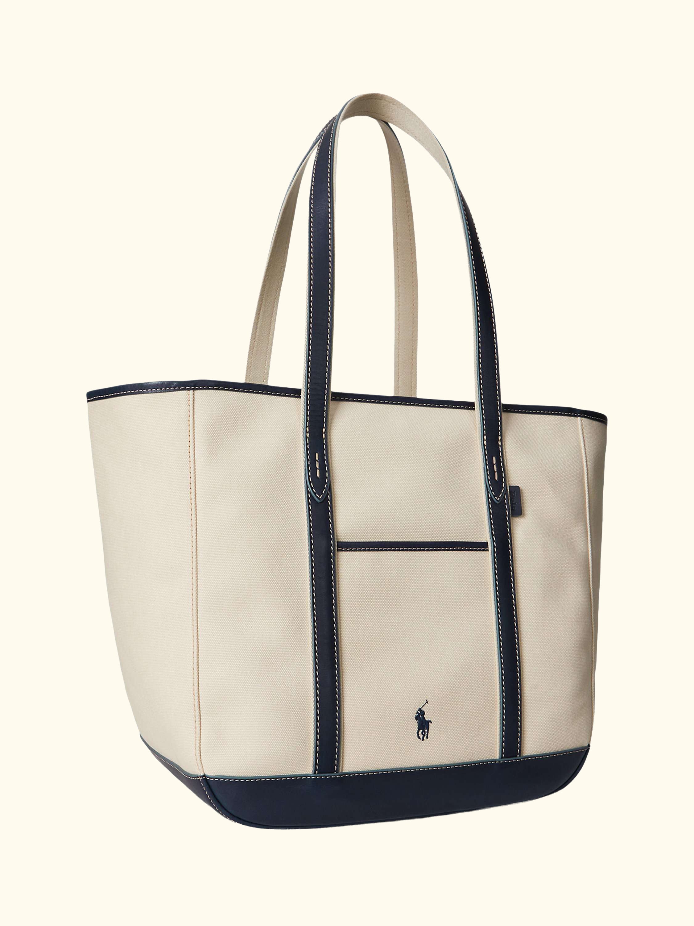 Polo Ralph Lauren Canvas Medium Tote Bag, Ecru/Navy