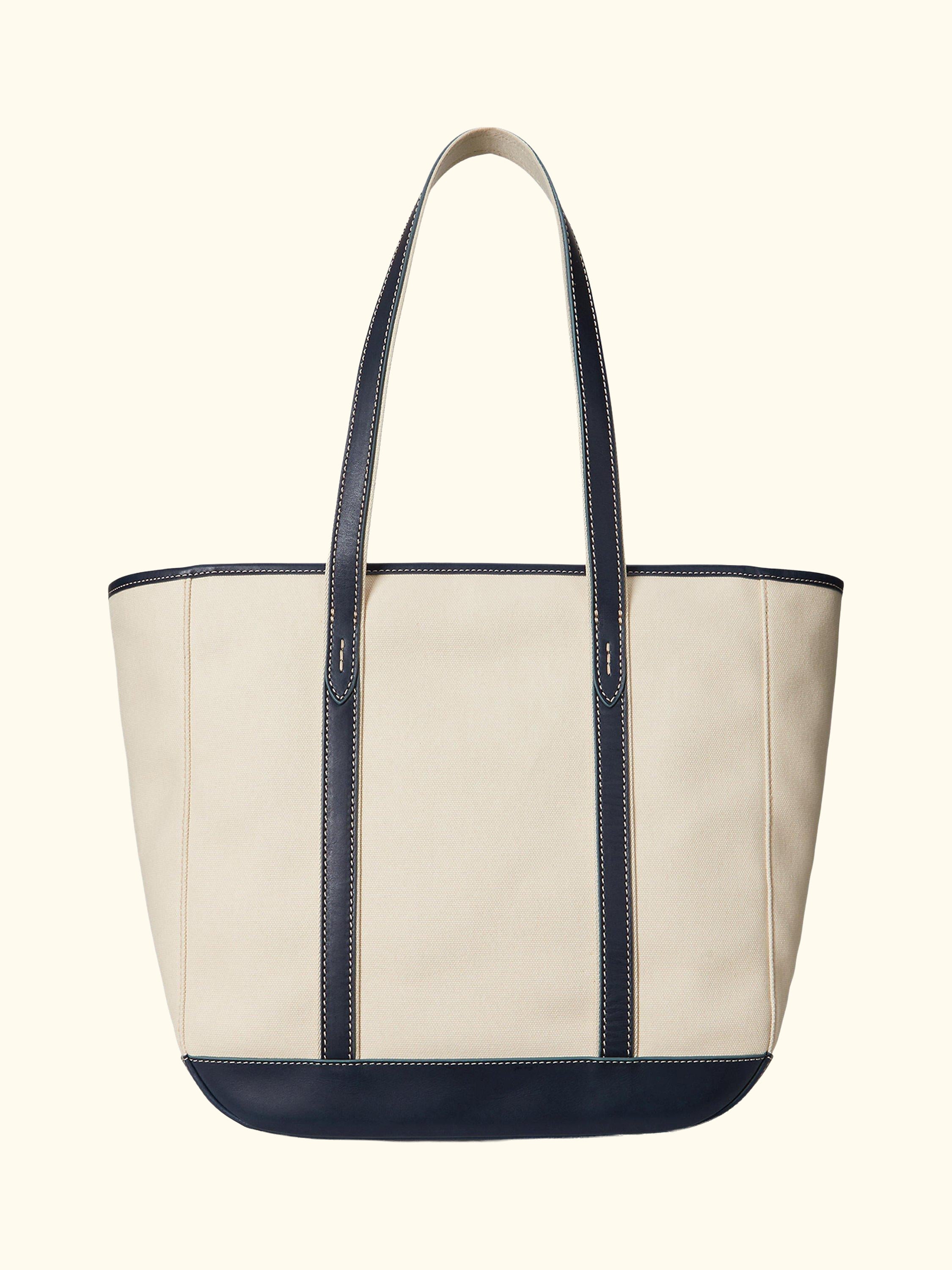 Polo Ralph Lauren Canvas Medium Tote Bag, Ecru/Navy