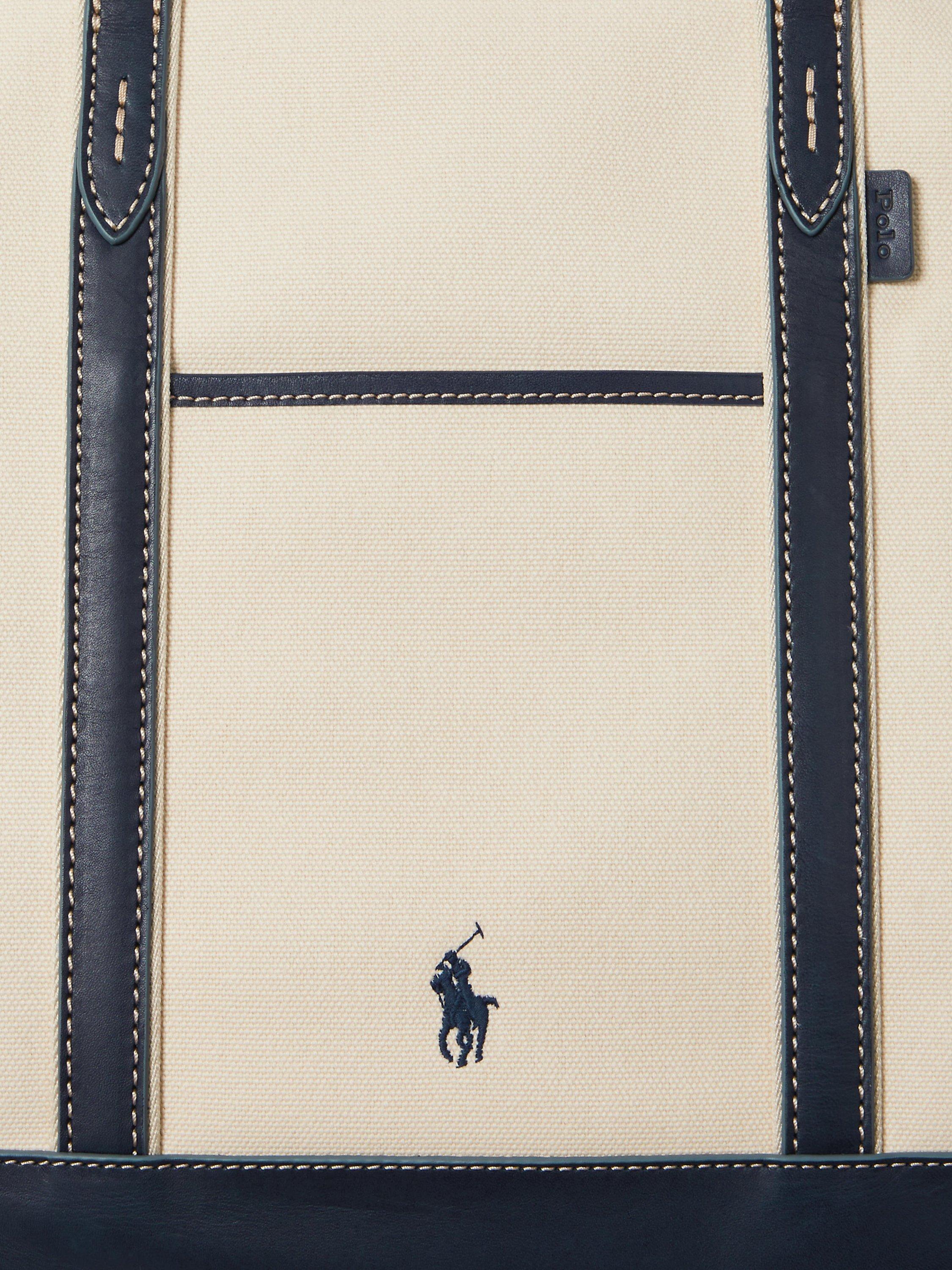 Polo Ralph Lauren Canvas Medium Tote Bag, Ecru/Navy