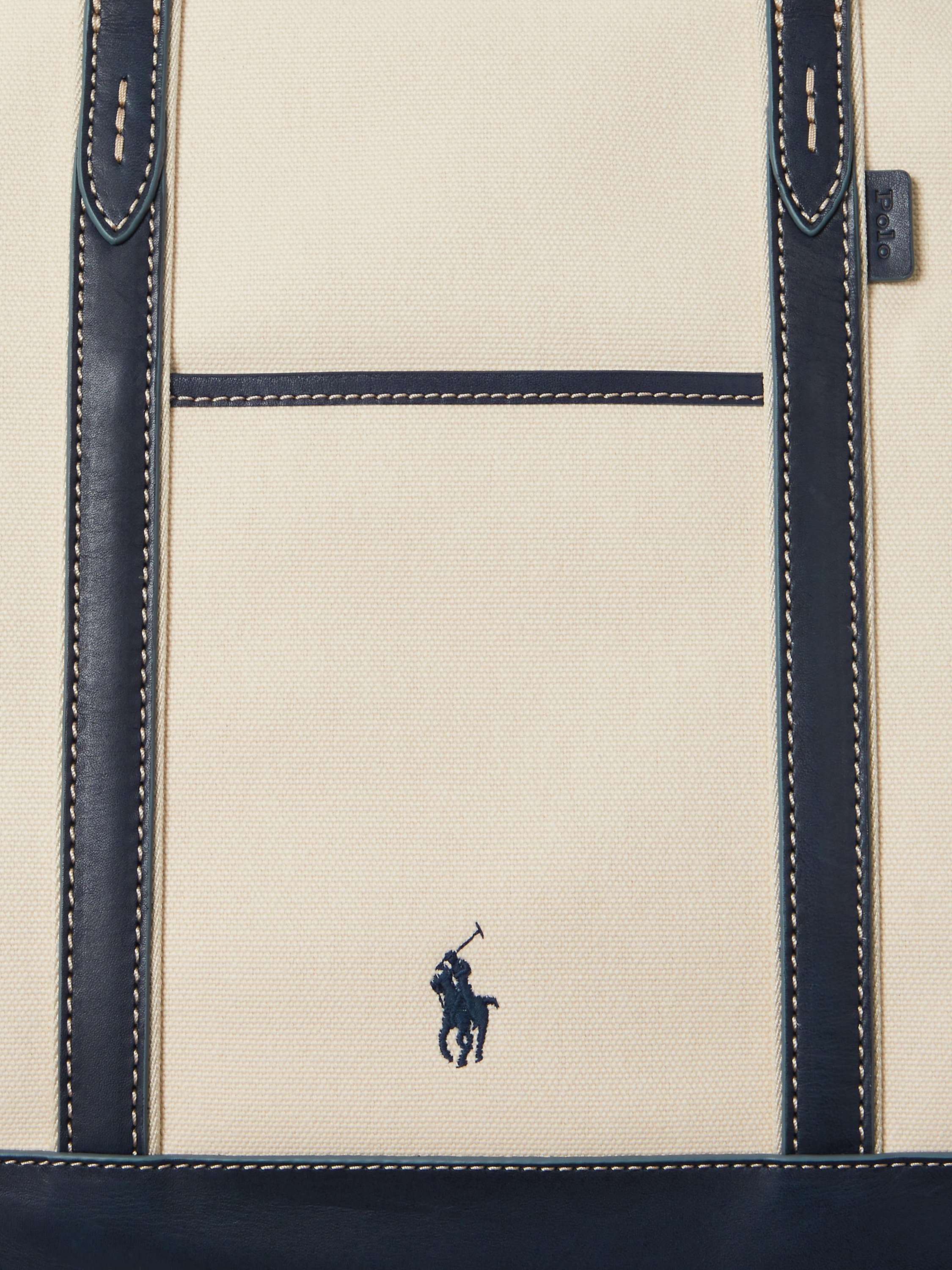 Polo Ralph Lauren Canvas Medium Tote Bag, Ecru/Navy