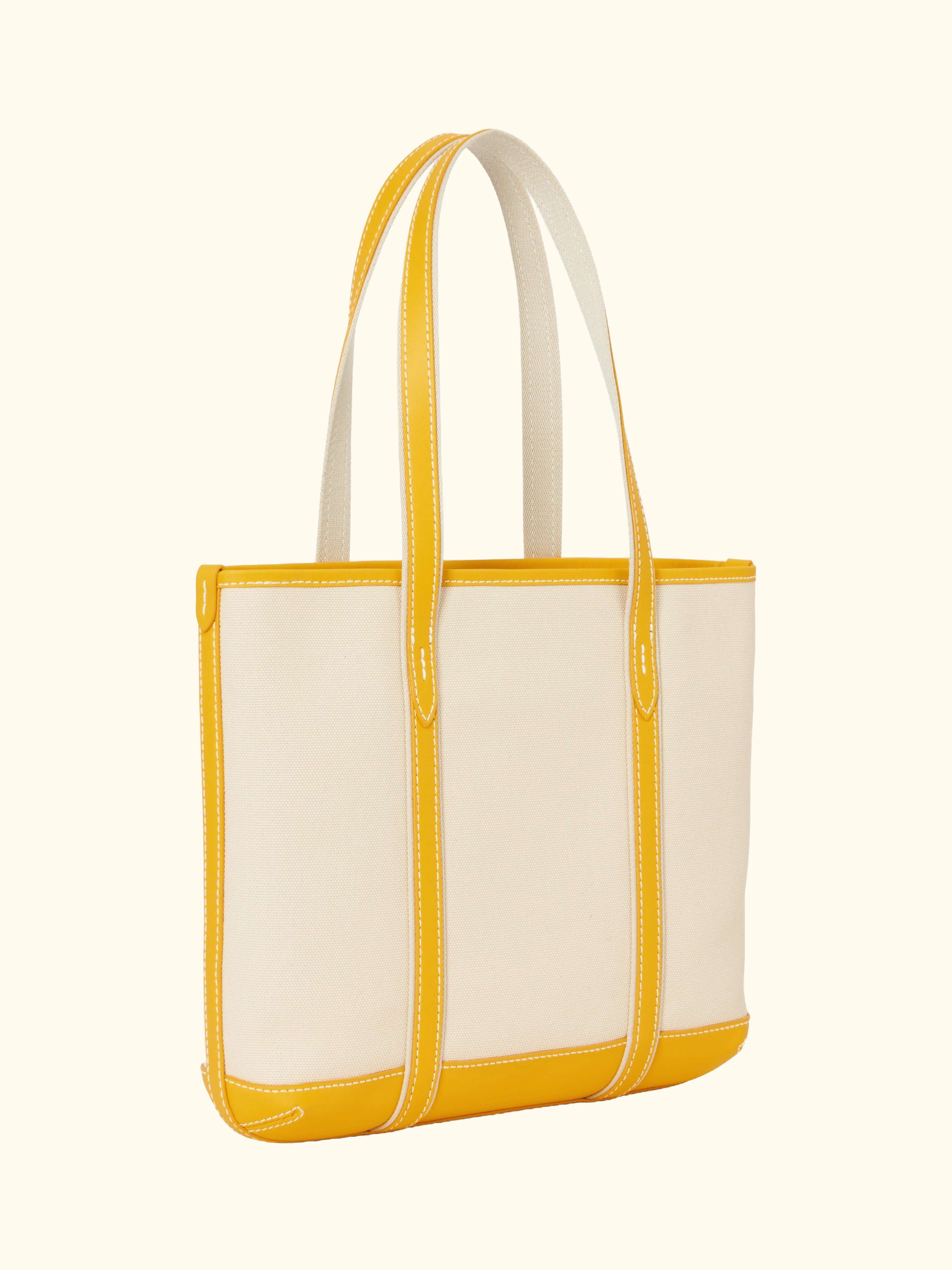 Polo Ralph Lauren Small Canvas Shopper Tote Bag, Ecru/Racing Yellow