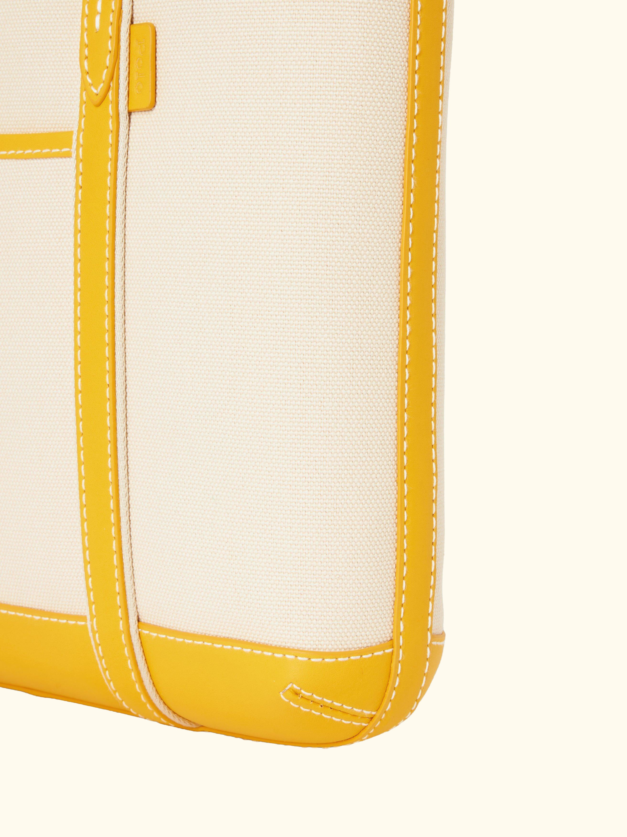 Polo Ralph Lauren Small Canvas Shopper Tote Bag, Ecru/Racing Yellow