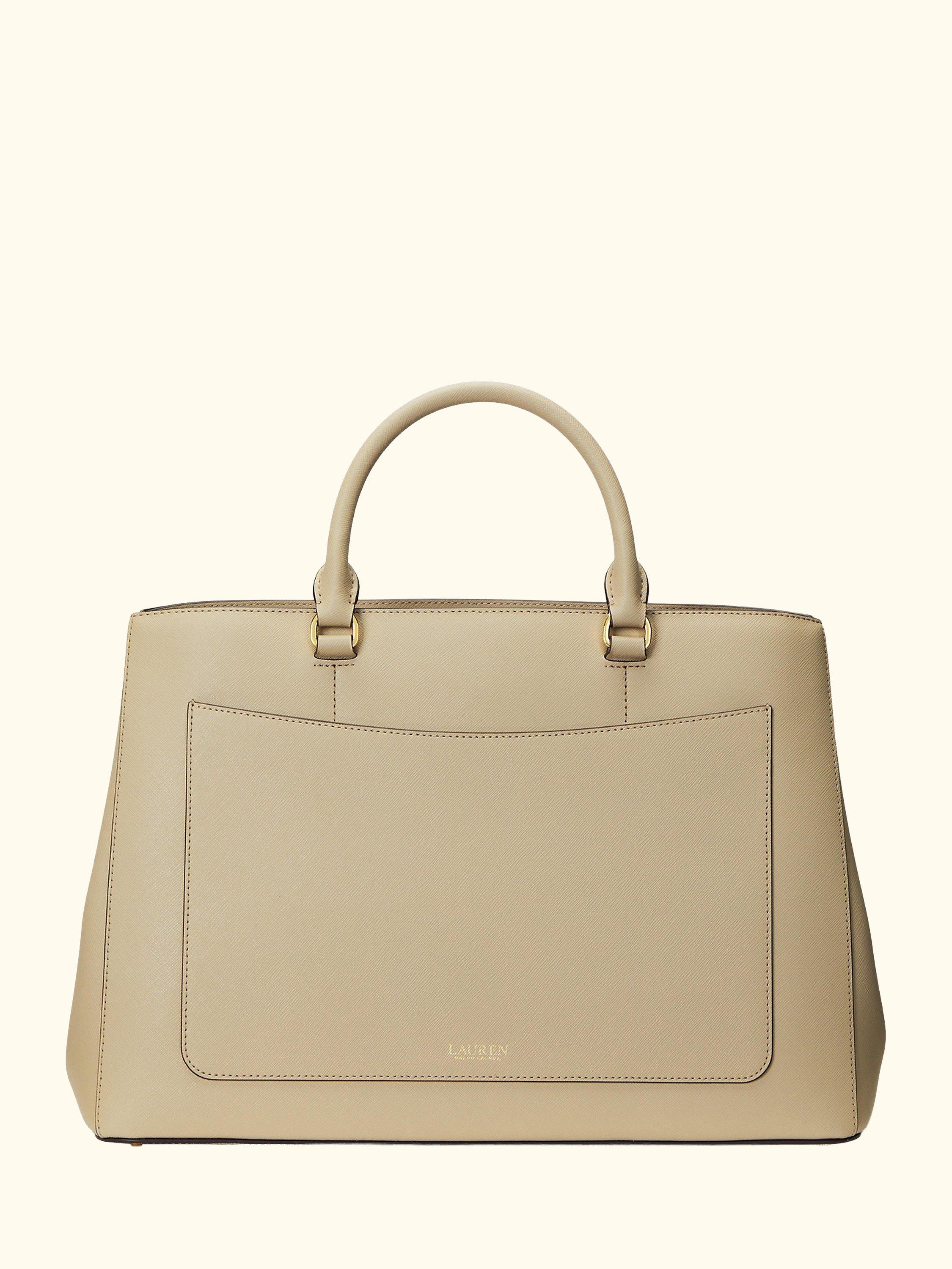 Lauren Ralph Lauren Hanna Large Leather Satchel Bag, Birch Tan