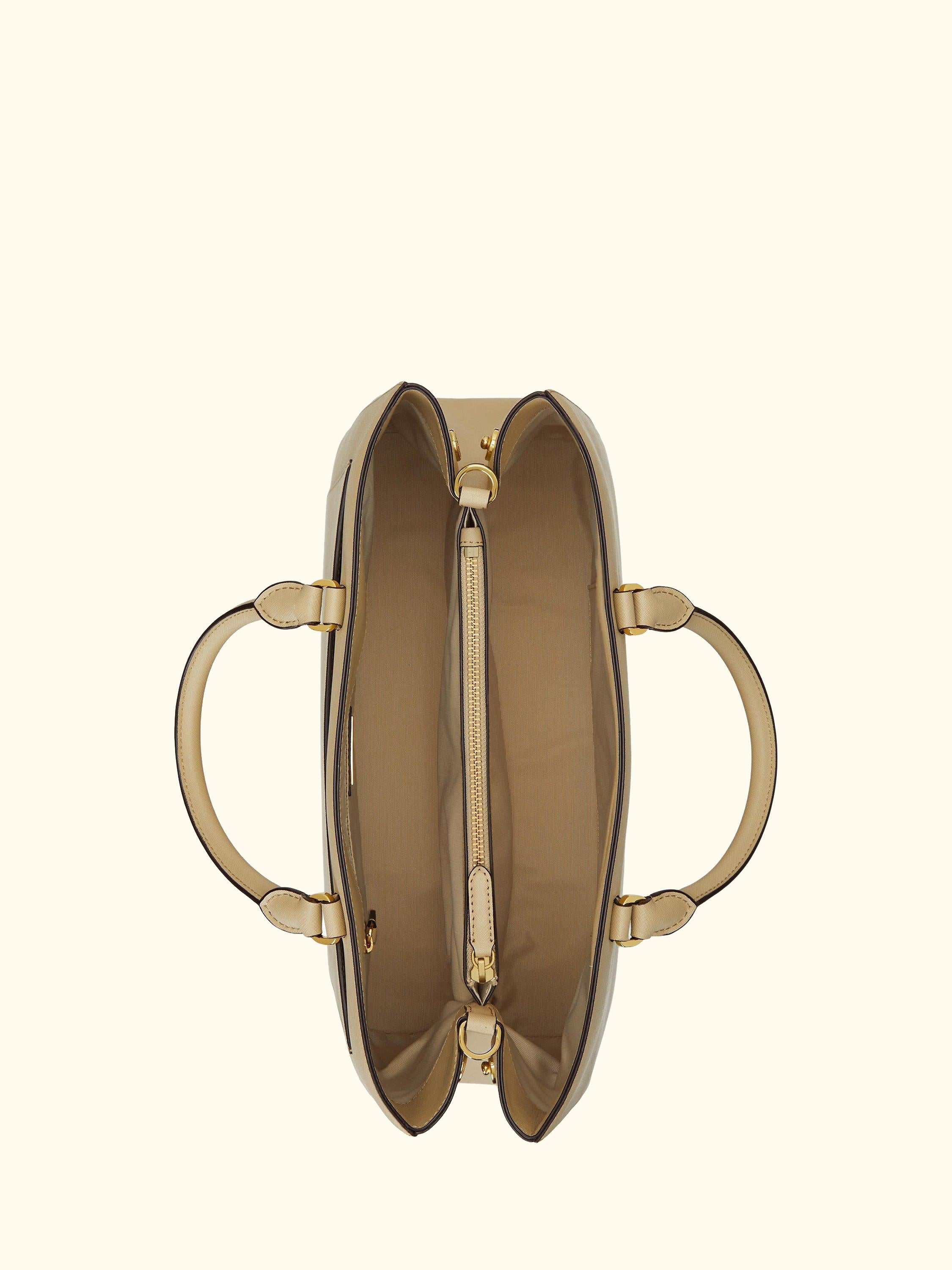 Lauren Ralph Lauren Hanna Large Leather Satchel Bag, Birch Tan