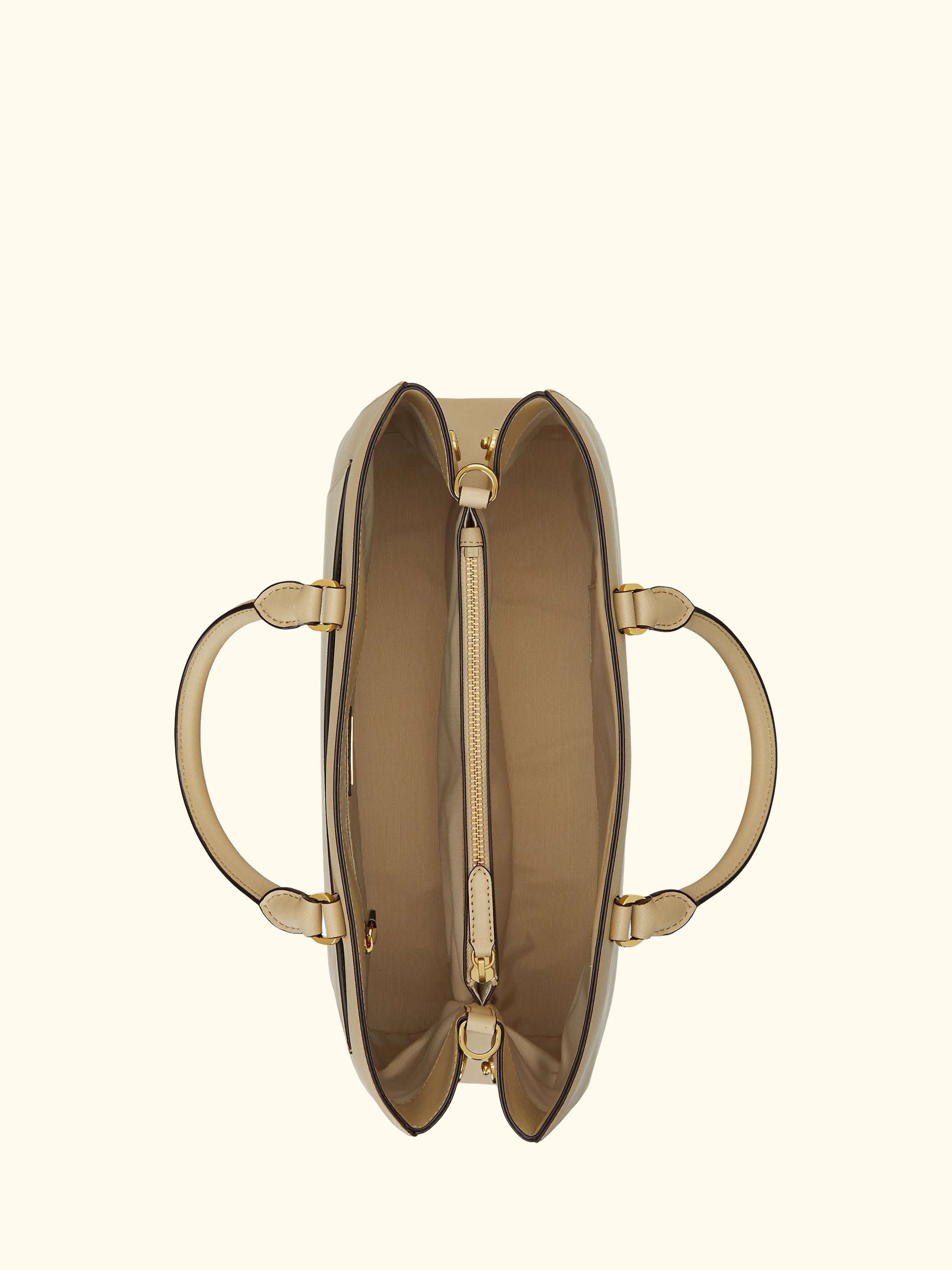 Lauren Ralph Lauren Hanna Large Leather Satchel Bag, Birch Tan