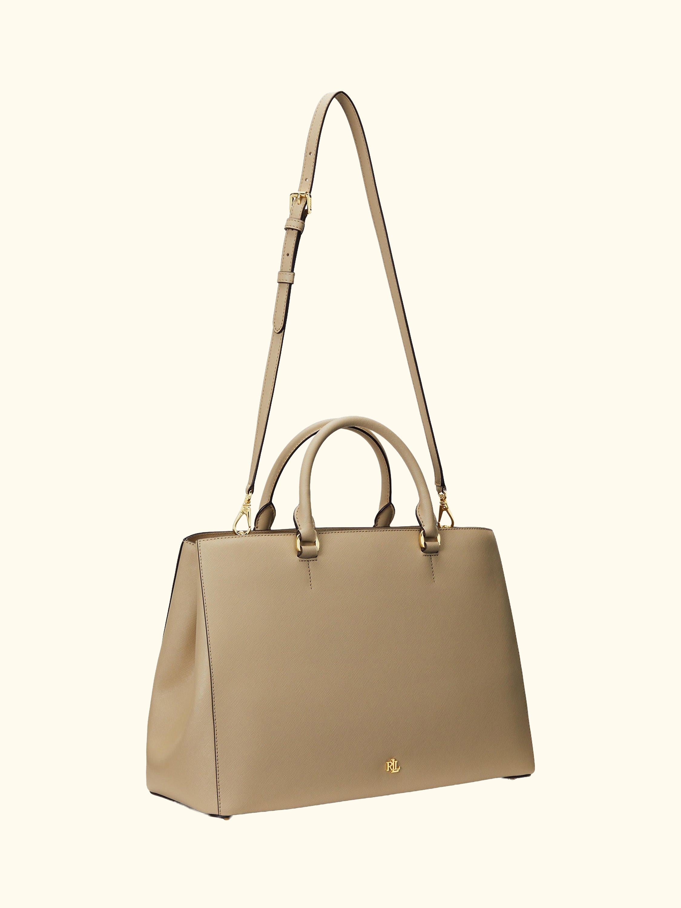 Lauren Ralph Lauren Hanna Large Leather Satchel Bag, Birch Tan