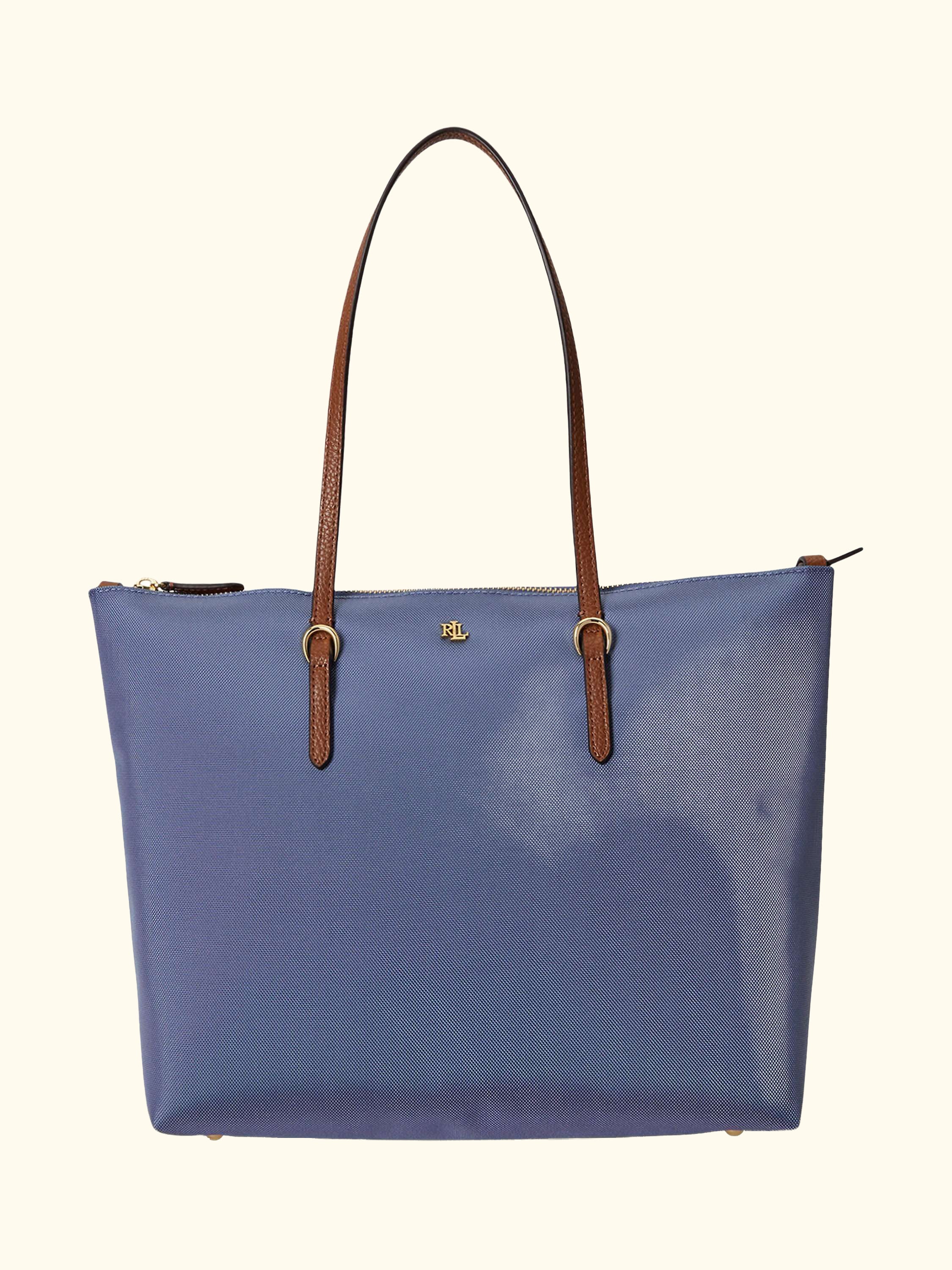 Lauren Ralph Lauren Keaton Medium Tote Bag, Blue/Lauren Tan