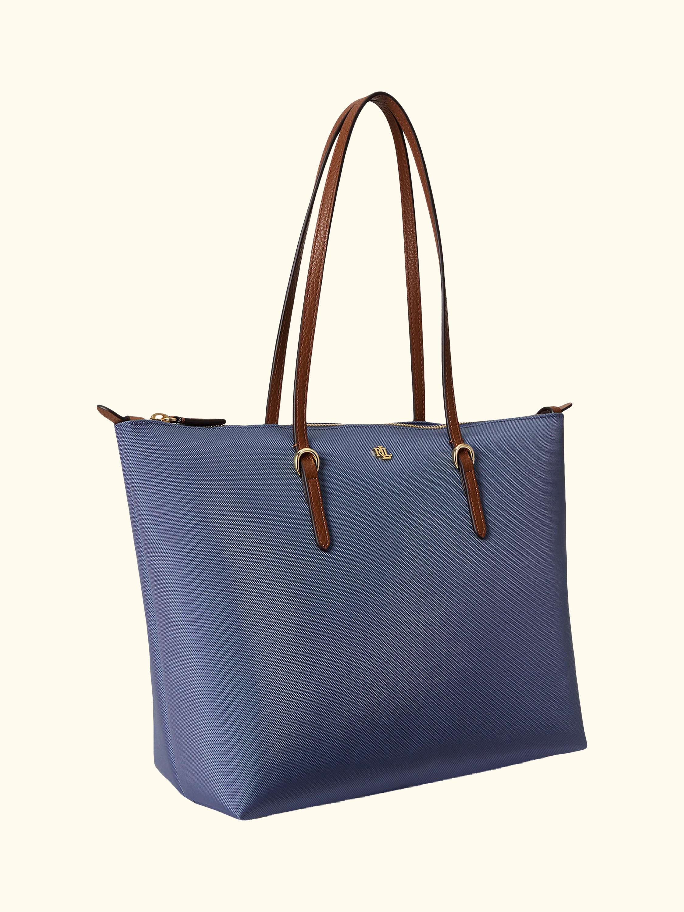Lauren Ralph Lauren Keaton Medium Tote Bag, Blue/Lauren Tan