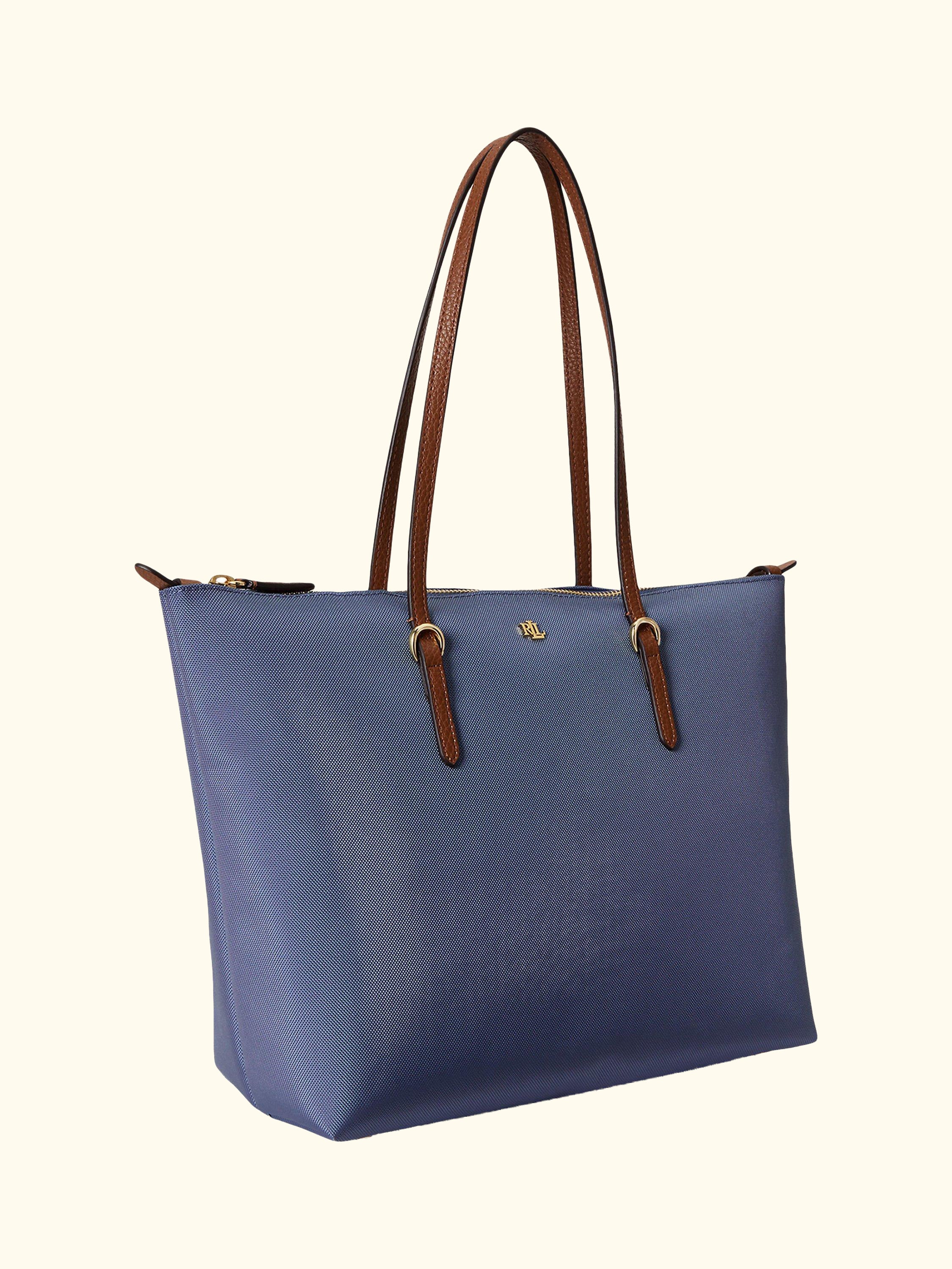 Lauren Ralph Lauren Keaton Medium Tote Bag, Blue/Lauren Tan