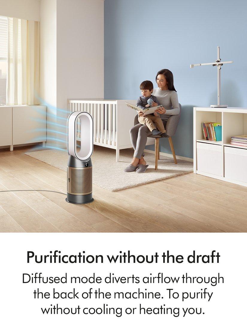 Purifier Hot+Cool HP2 De-Nox Purifying Fan Heater, White/Gold