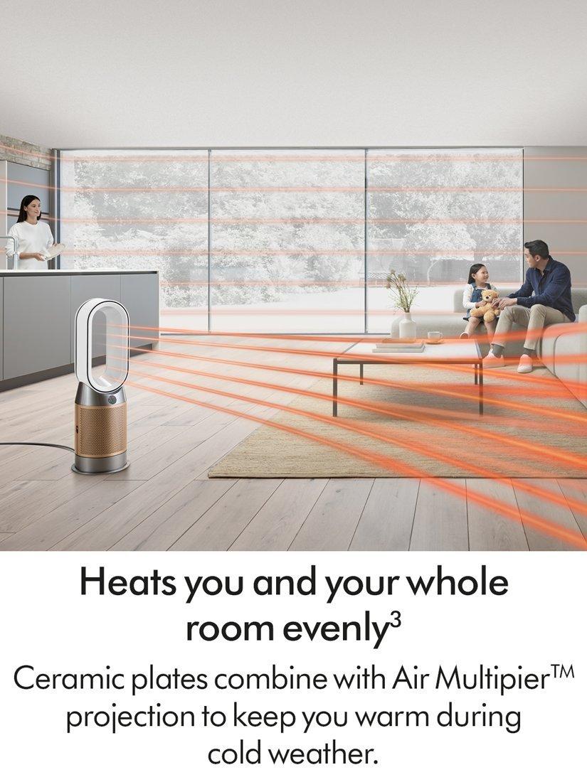 Purifier Hot+Cool HP2 De-Nox Purifying Fan Heater, White/Gold