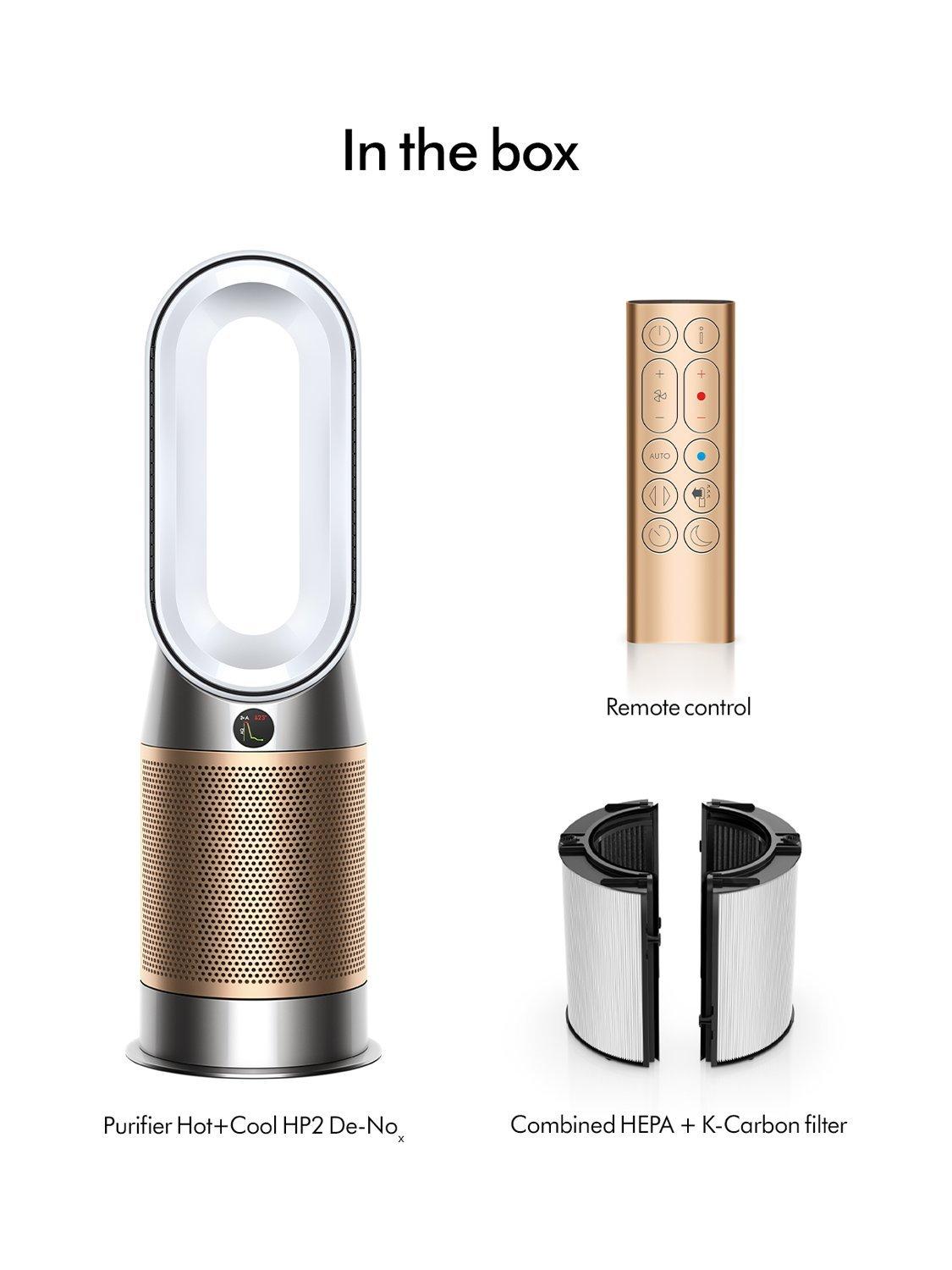 Purifier Hot+Cool HP2 De-Nox Purifying Fan Heater, White/Gold