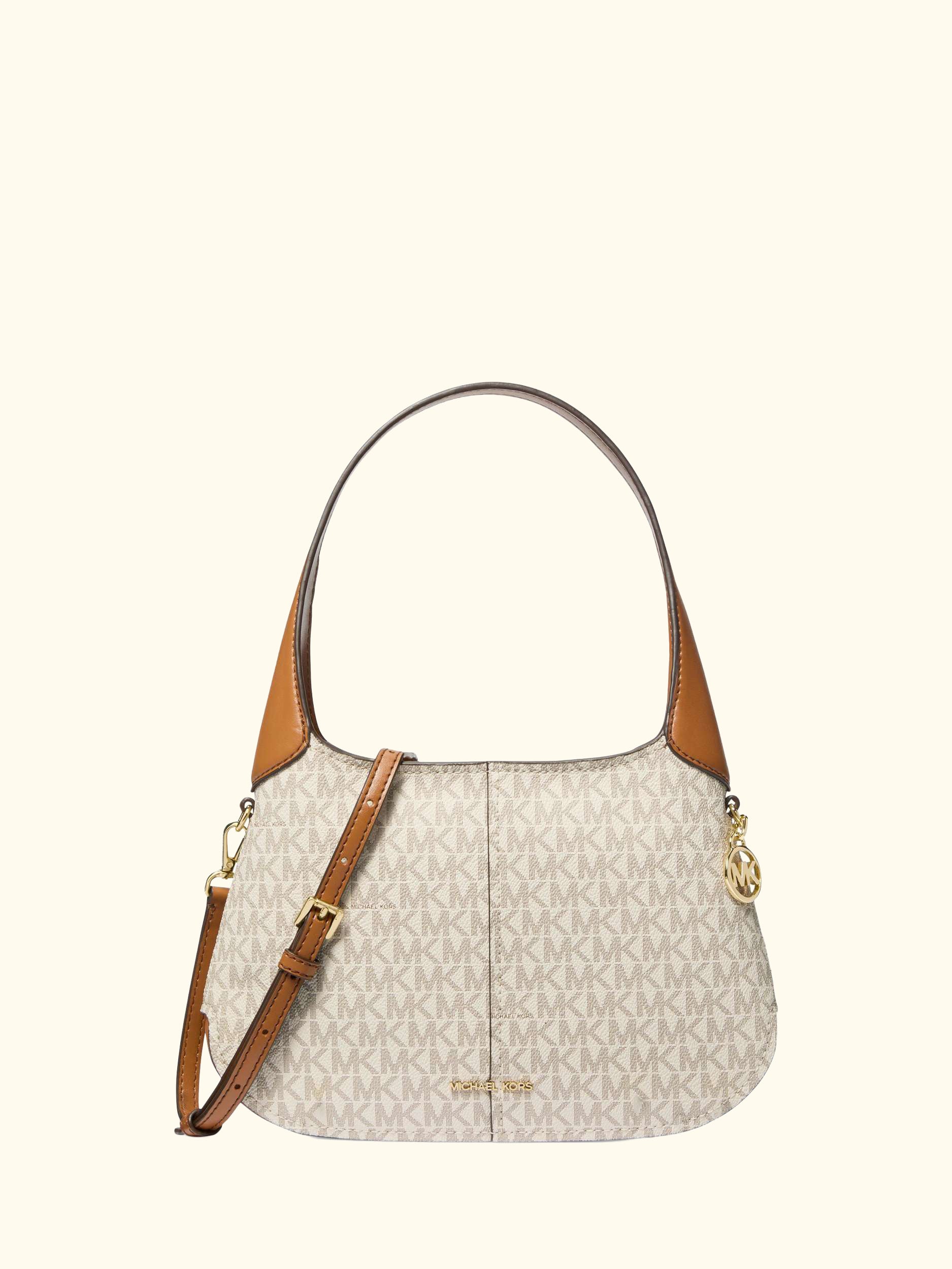 Alice Small Signature Logo Shoulder Bag, Vanilla/Acorn