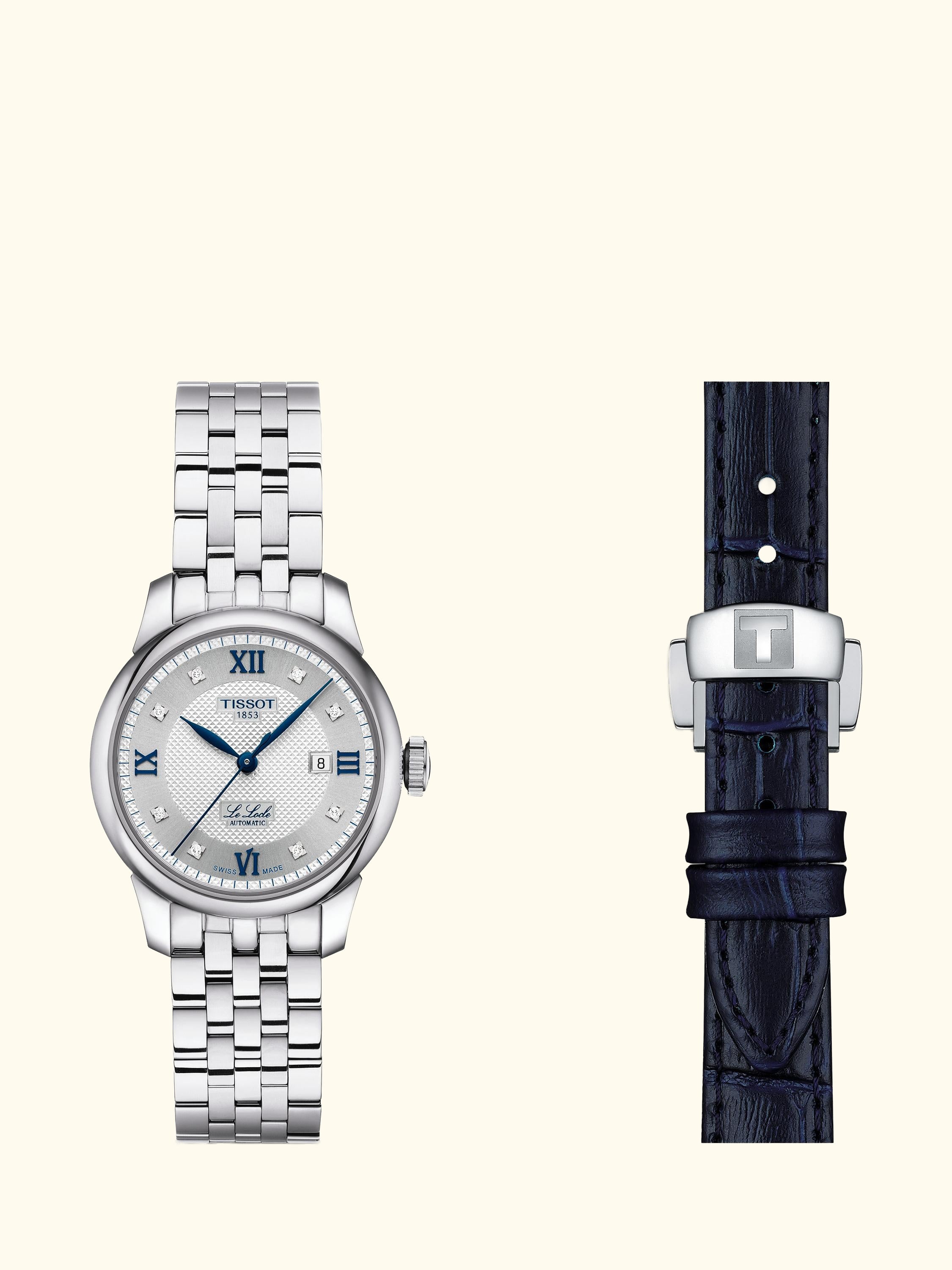 T0062071103601 Women's Le Locle Automatic Diamond Date Bracelet Strap Watch, Silver/Silver