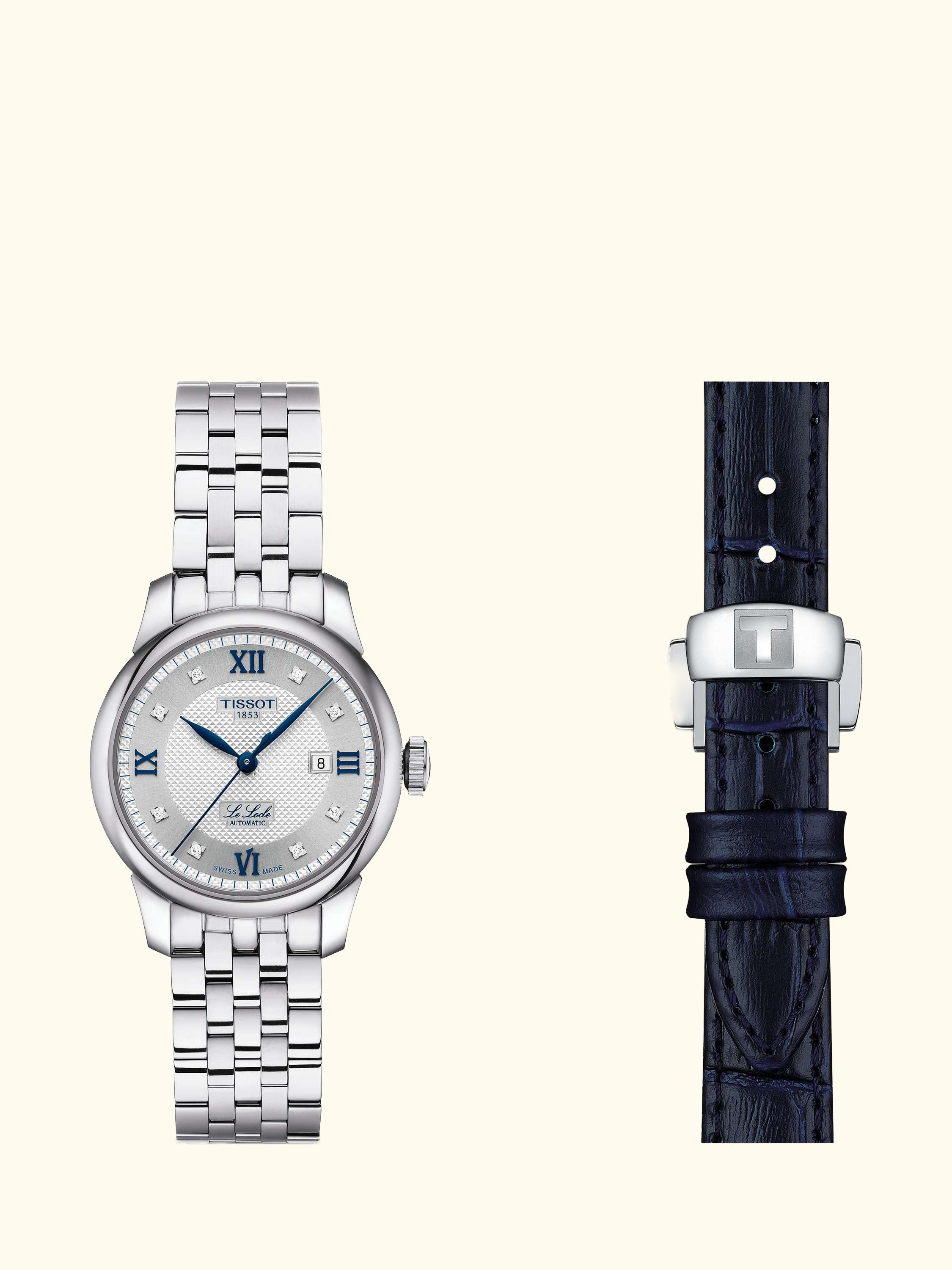 T0062071103601 Women's Le Locle Automatic Diamond Date Bracelet Strap Watch, Silver/Silver