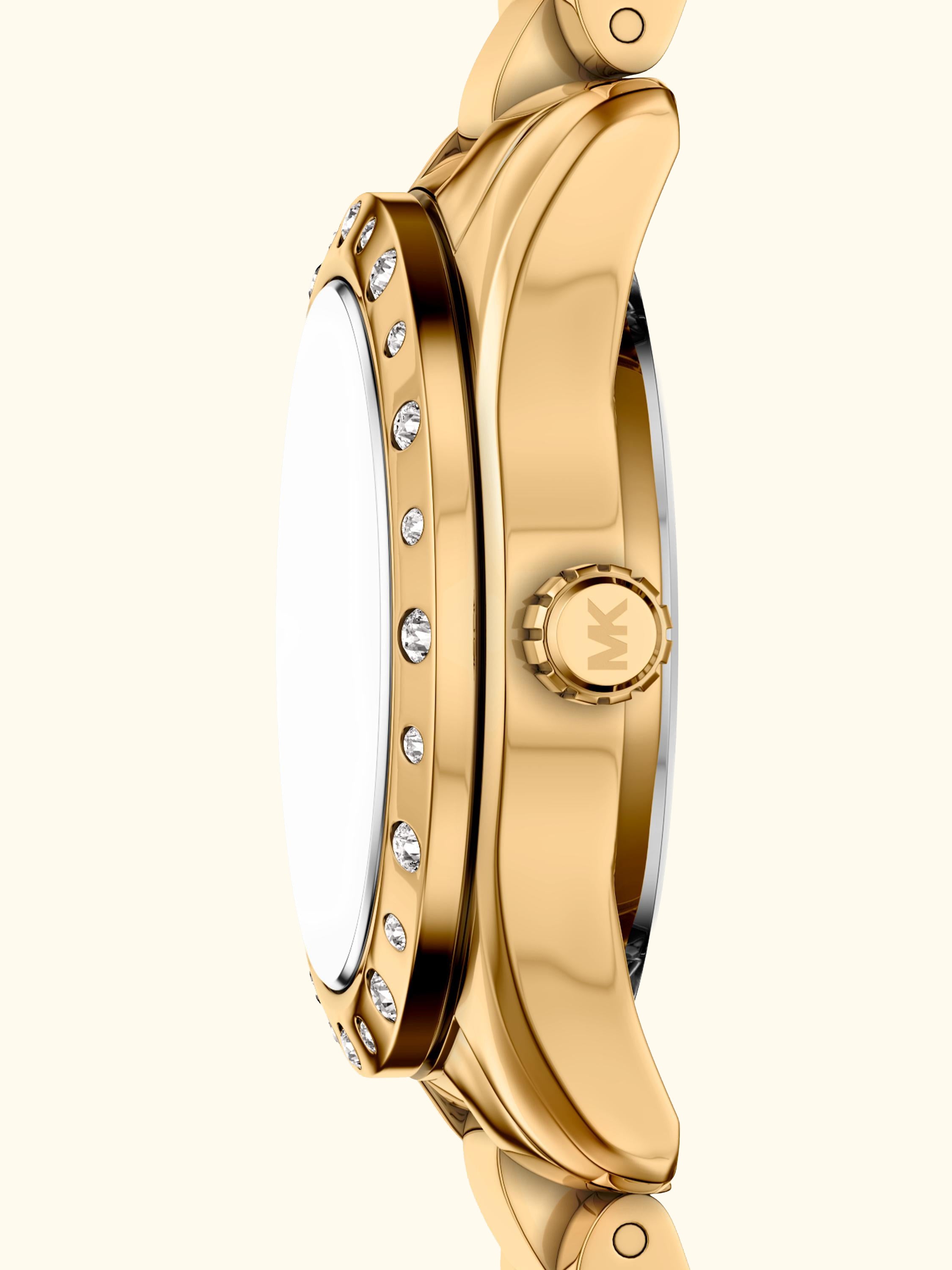 MK4992 Ladies Watch and Pave Heart Bracelet Set, Gold