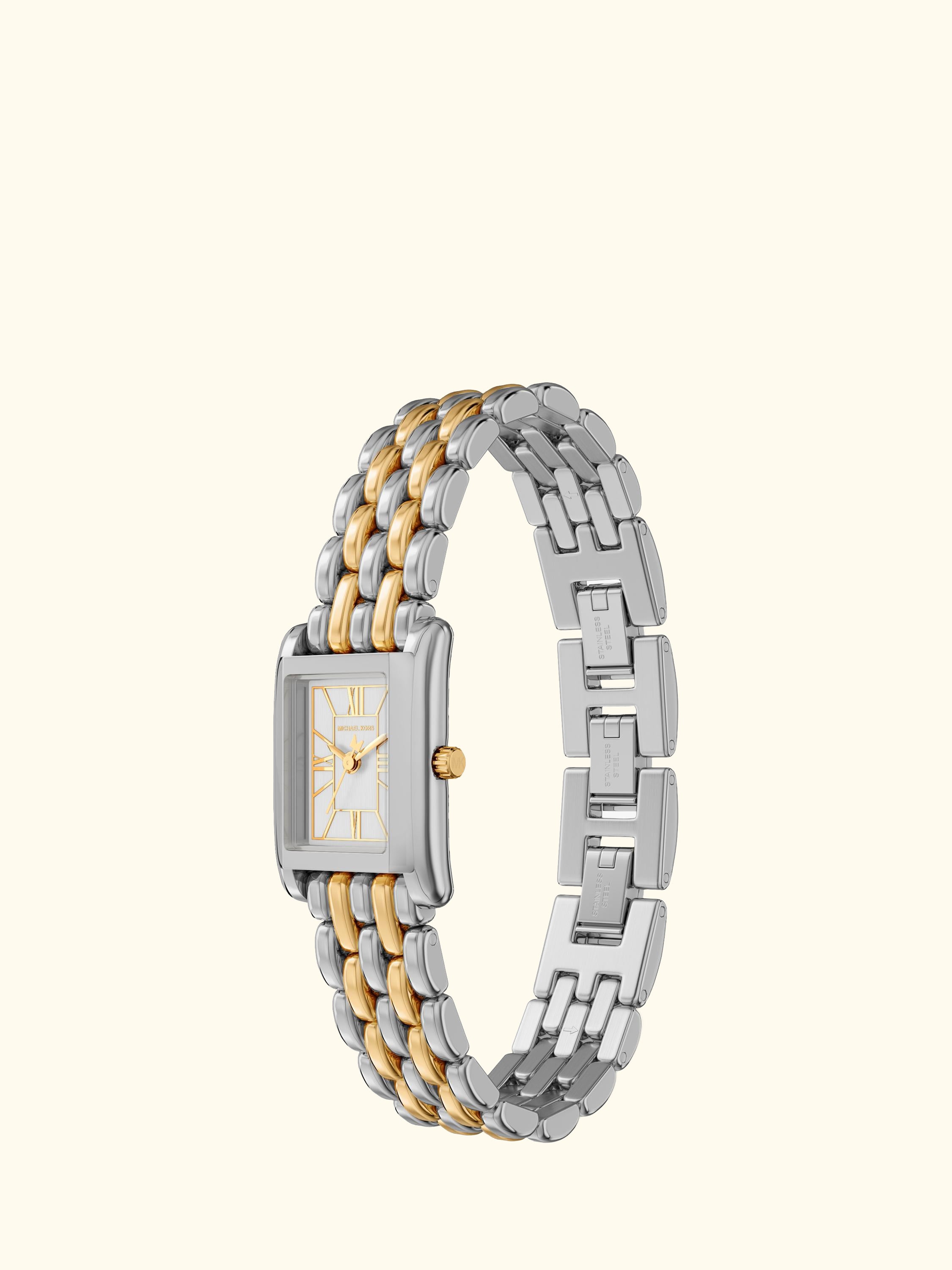 MK4999 Women's Essex Tank Link Strap Watch, Silver And 2-tone
