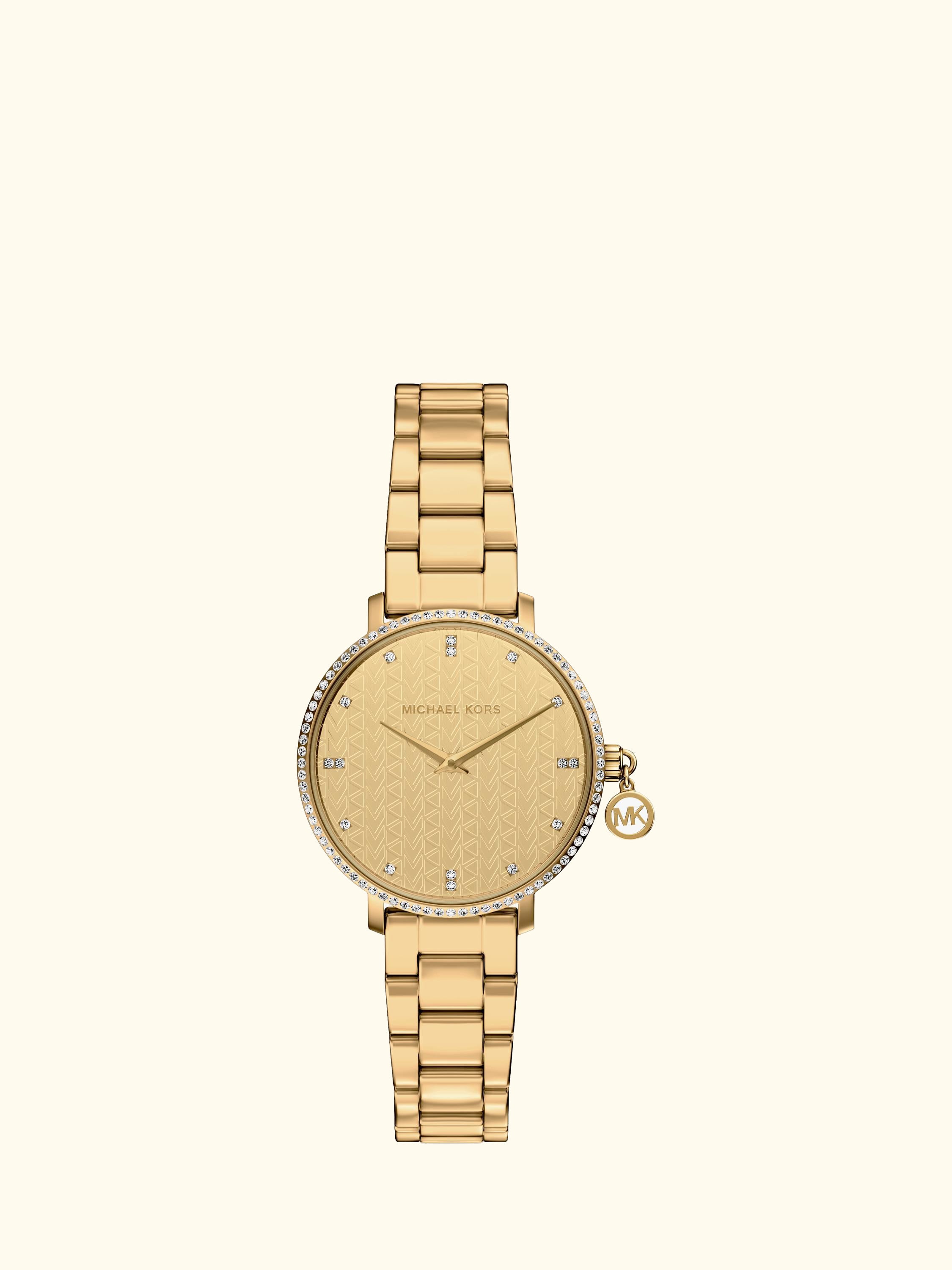 MK7572 Women's Charm Bracelet Strap Watch, Gold
