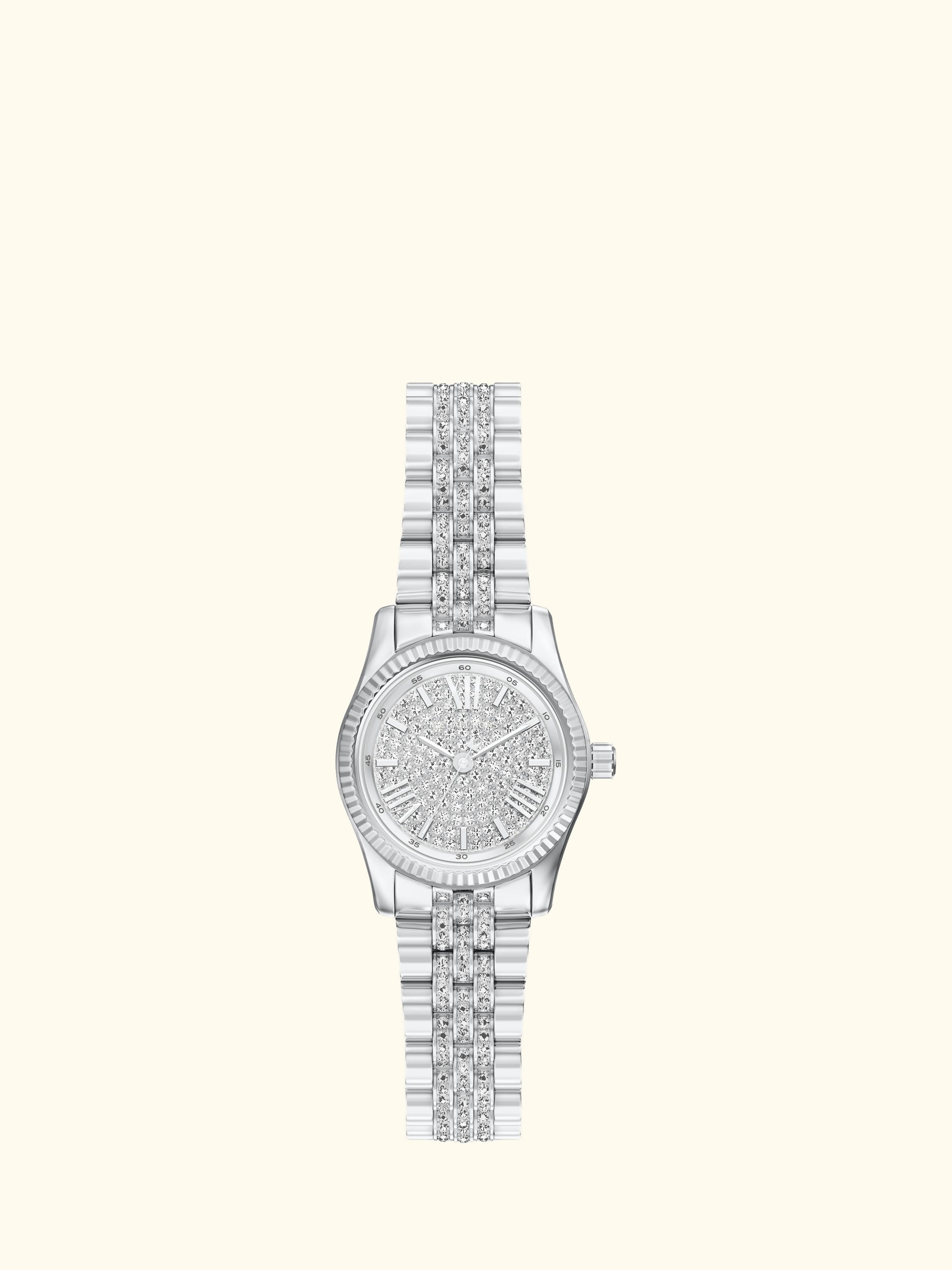 MK7577 Women's Petite Lexington Pave Bracelet Strap Watch, Silver