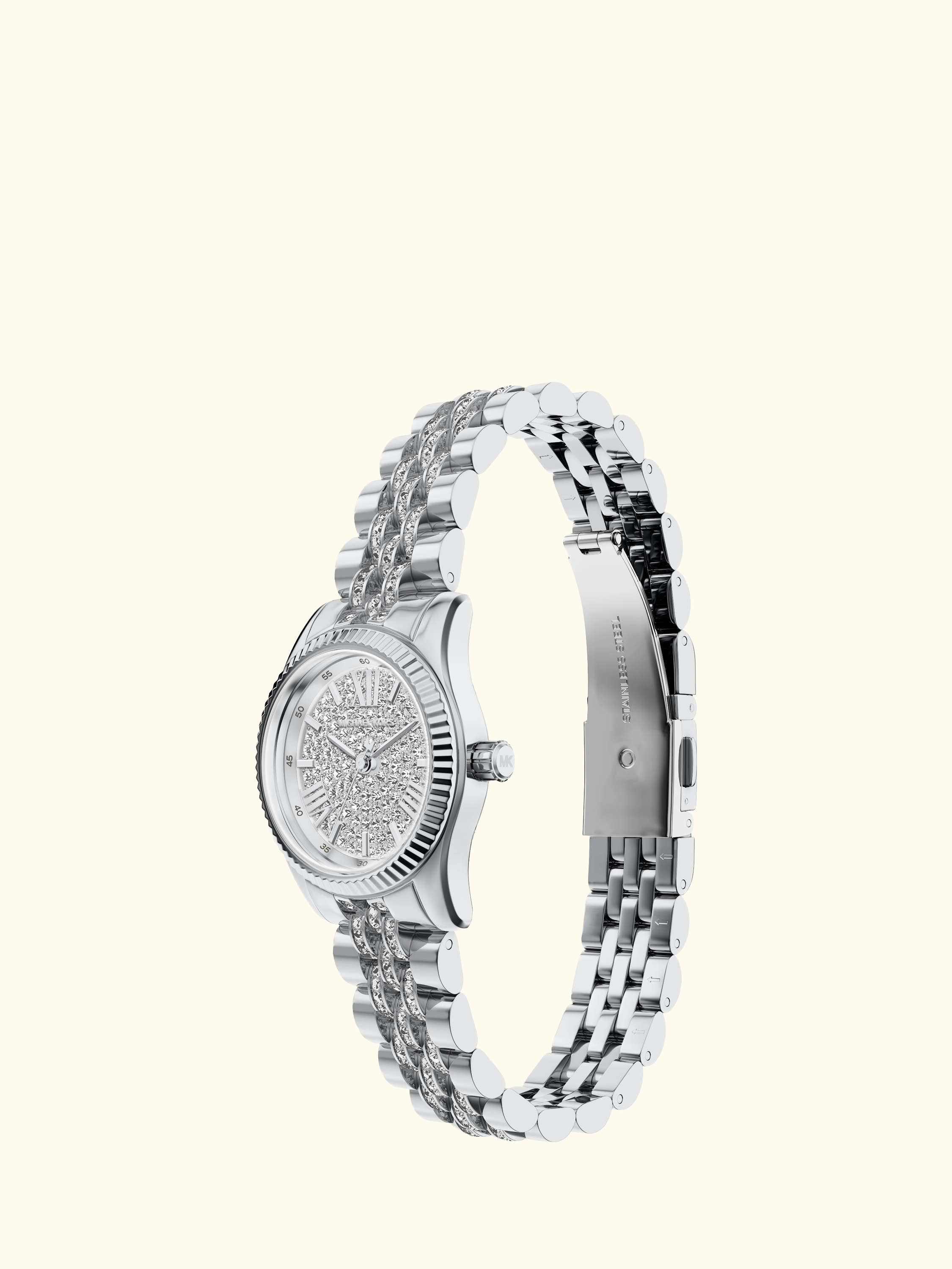 MK7577 Women's Petite Lexington Pave Bracelet Strap Watch, Silver