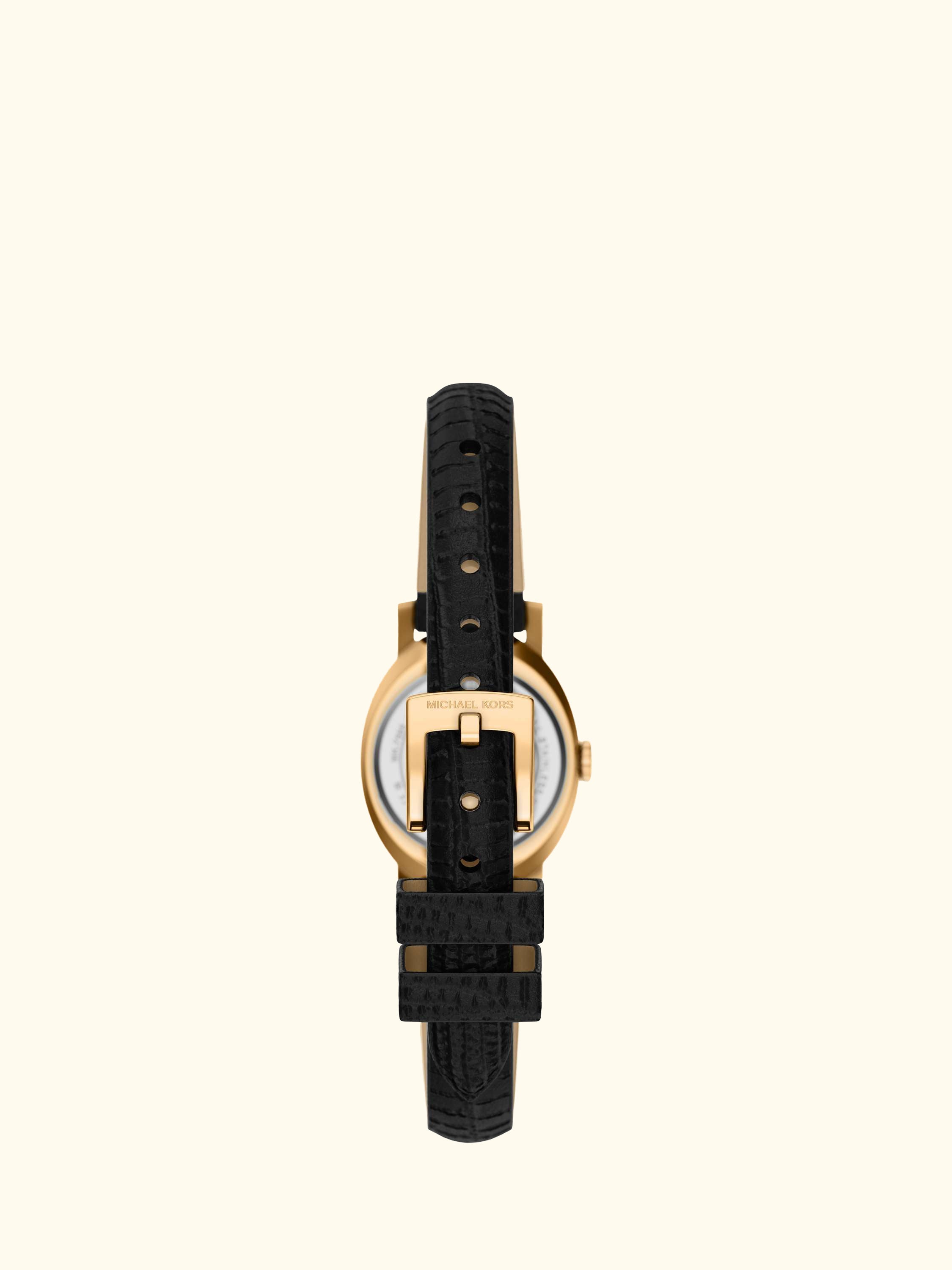 MK7585 Women's Maude Oval Leather Strap Watch, Gold And Black