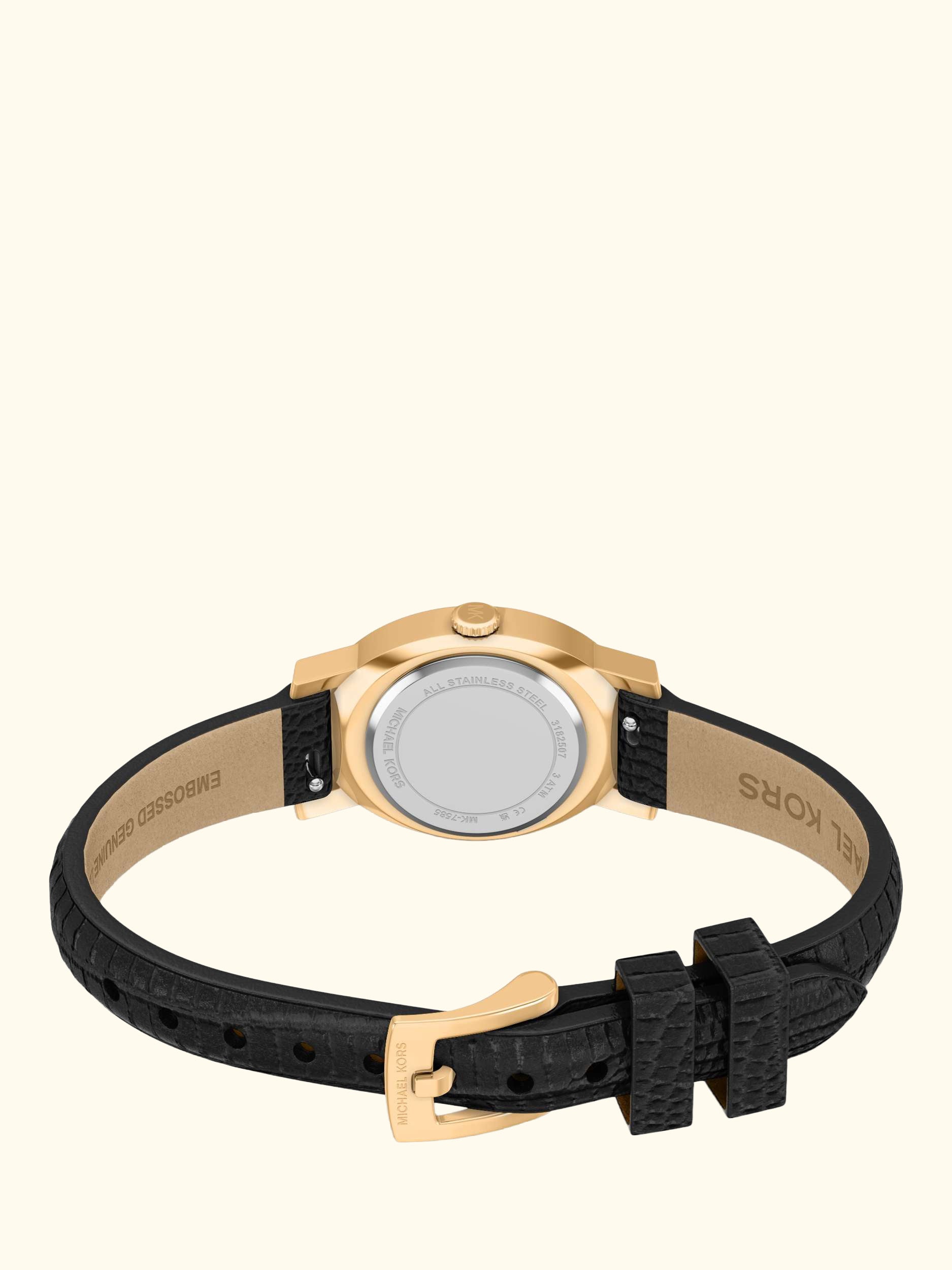 MK7585 Women's Maude Oval Leather Strap Watch, Gold And Black