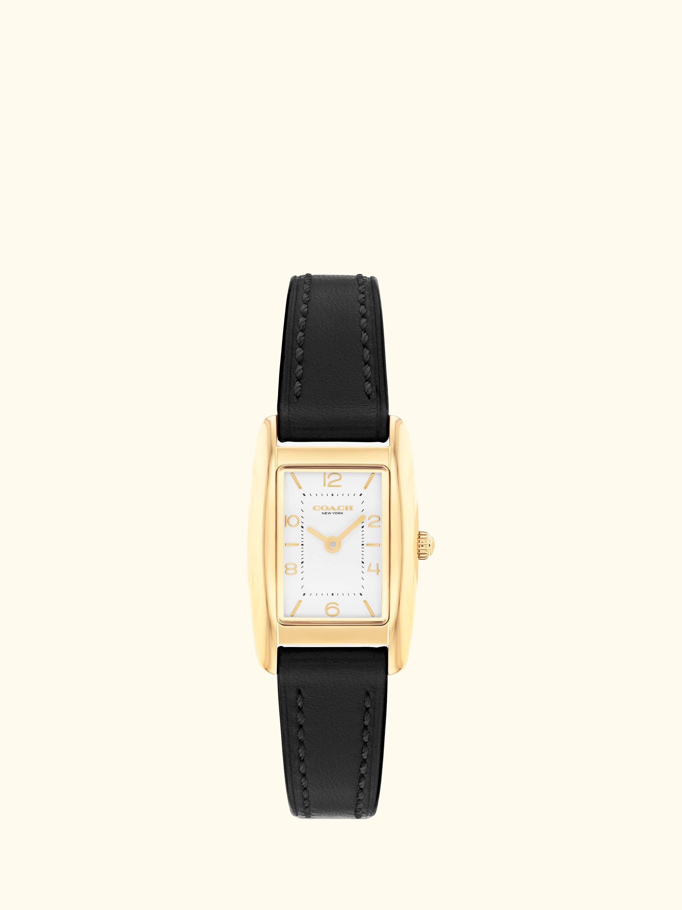 14504647 Women's Rectangular Leather Strap Watch, Black