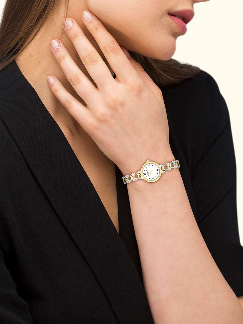 14504653 Women's Round Bracelet Strap Watch, Bi-colour