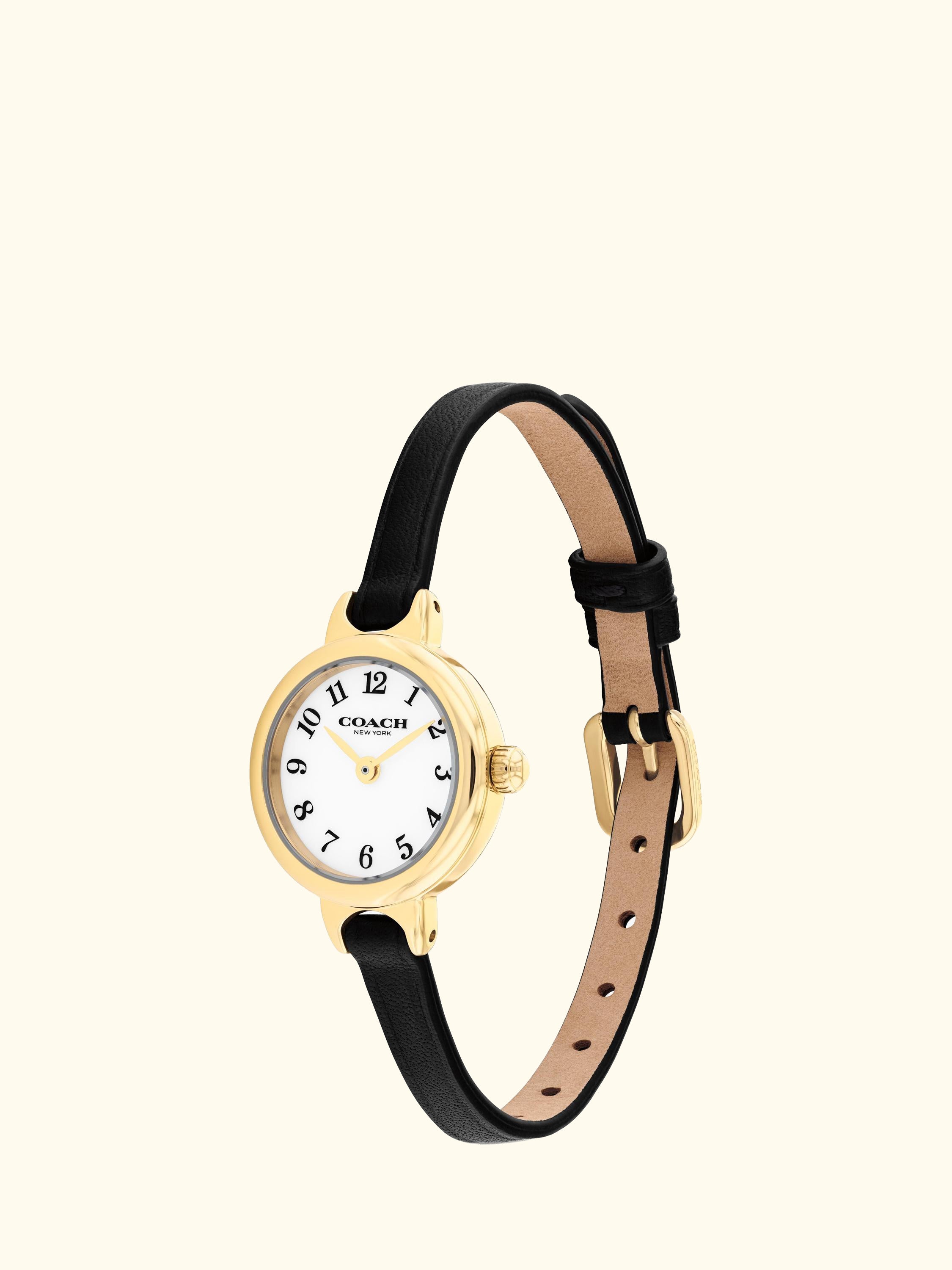 14504654 Women's Leather Strap Watch, Black